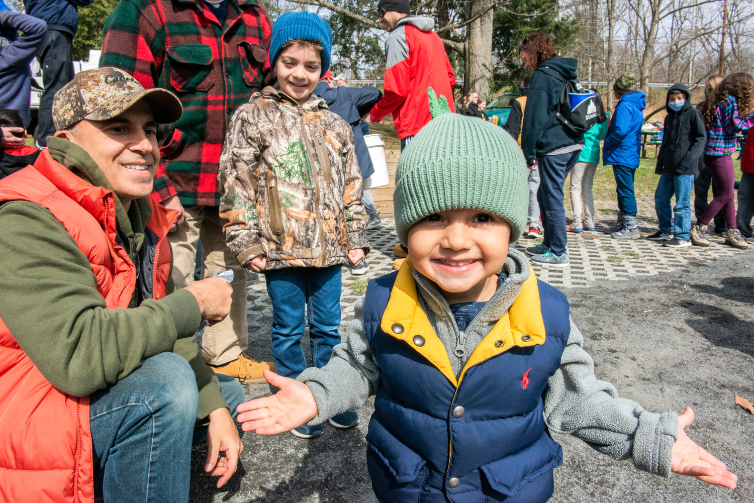 A youngster is all smiles at the Doylestown Borough Pond.