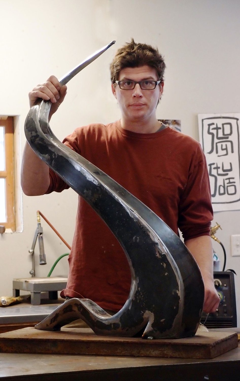 Artist Justin Long in his studio.