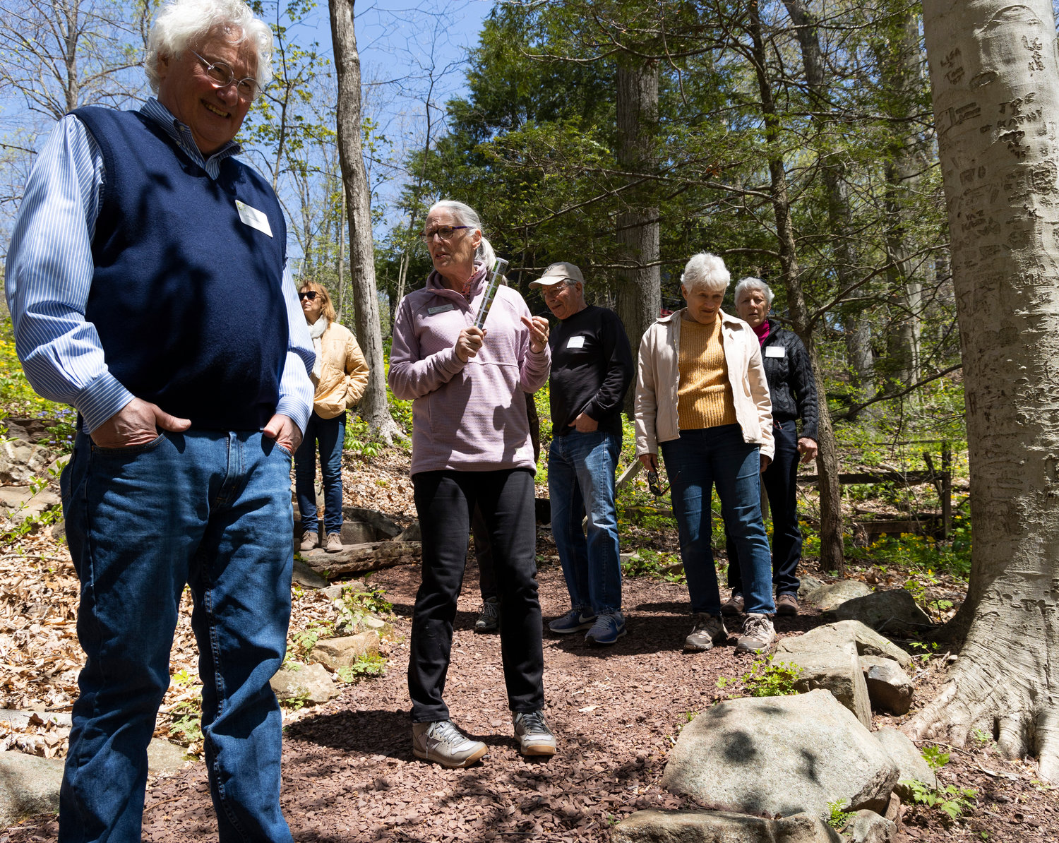 Dr. Jeffrey Buckwalter and Maggie Strucker, interpretative specialist, lead a Wildflower Walk.