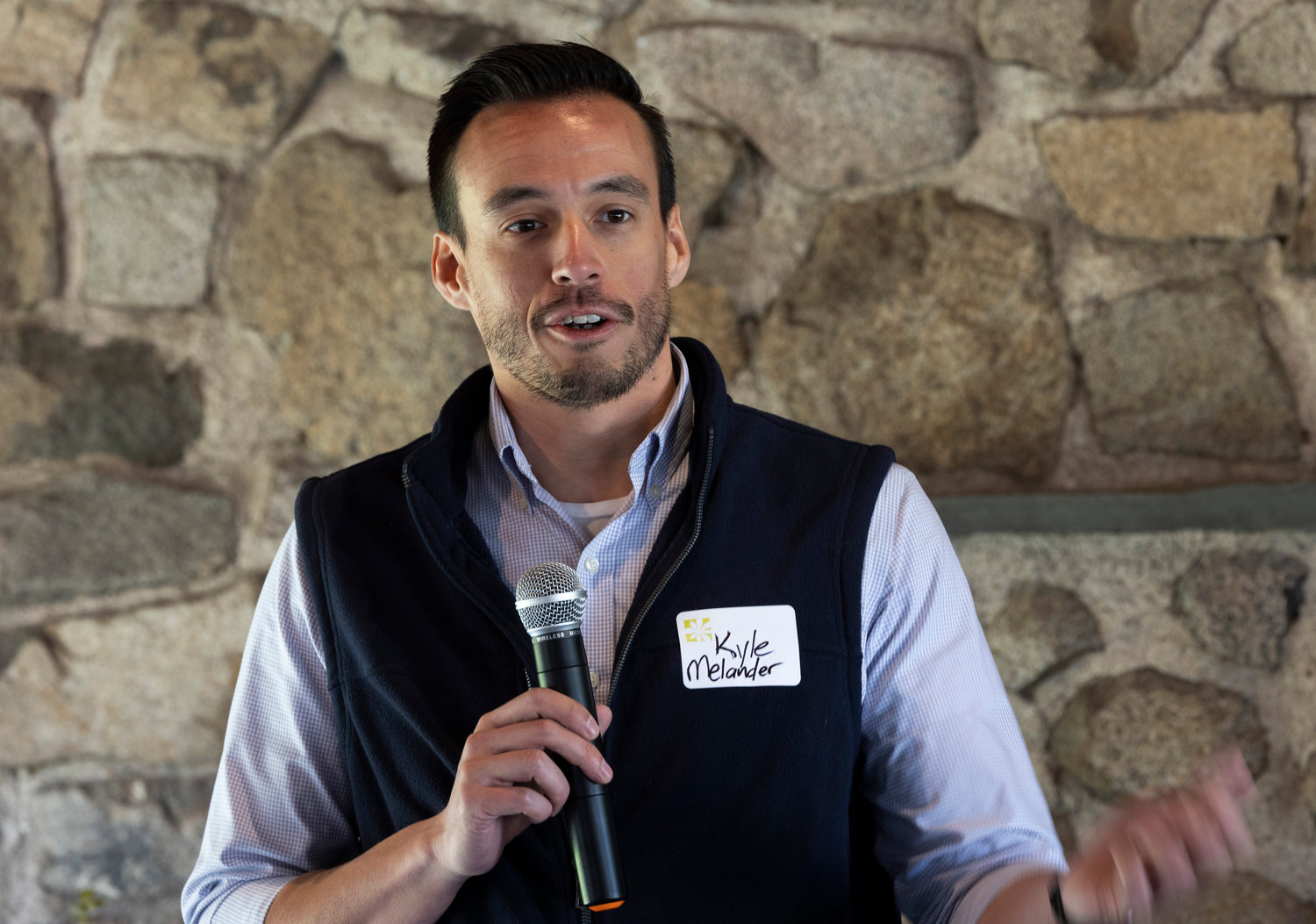 Kyle Melander, district director, office of U.S. Rep. Brian Fitzpatrick, speaks at the Donors of Distinction Brunch.