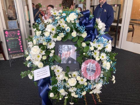 Northampton police Thursday delivered a wreath created by Richboro’s Fireside Flowers, on behalf the Council Rock School District’s A.C.H.I.E.V.E. program, to the funeral for slain Temple police officer Christopher Fitzgerald in Philadelphia.