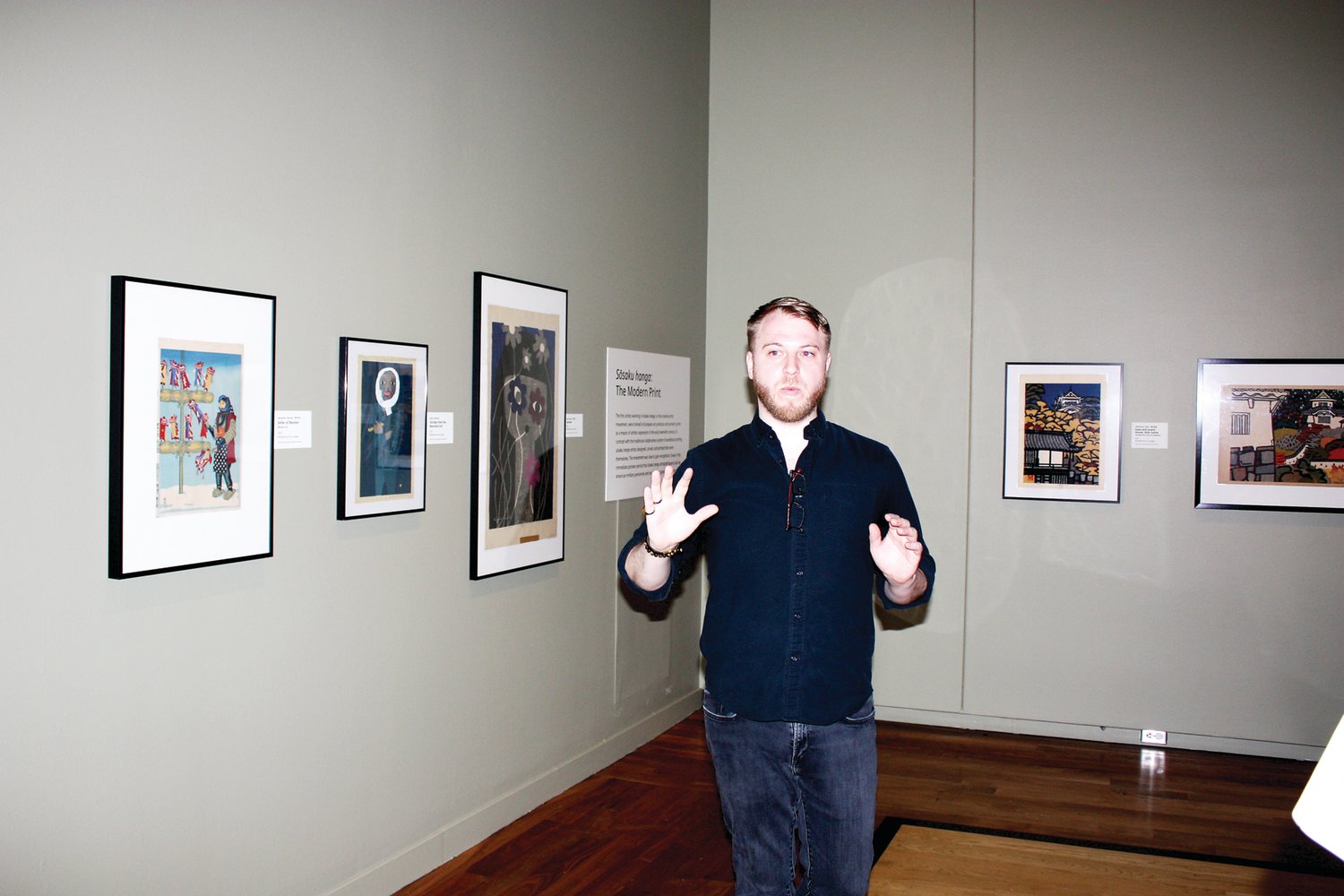 Joshua Lessard, Michener Art Museum’s director of exhibitions, discusses some of the prints featured in  “Mid-Century to Manga: The Modern Japanese Print in America.”