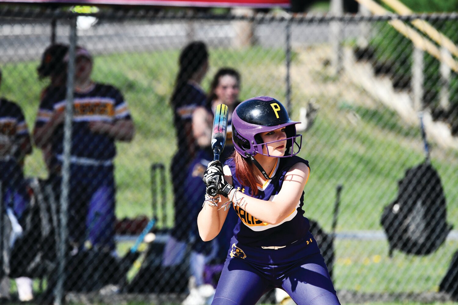 Second baseman Aubrey Boushell bats for the Pirates.