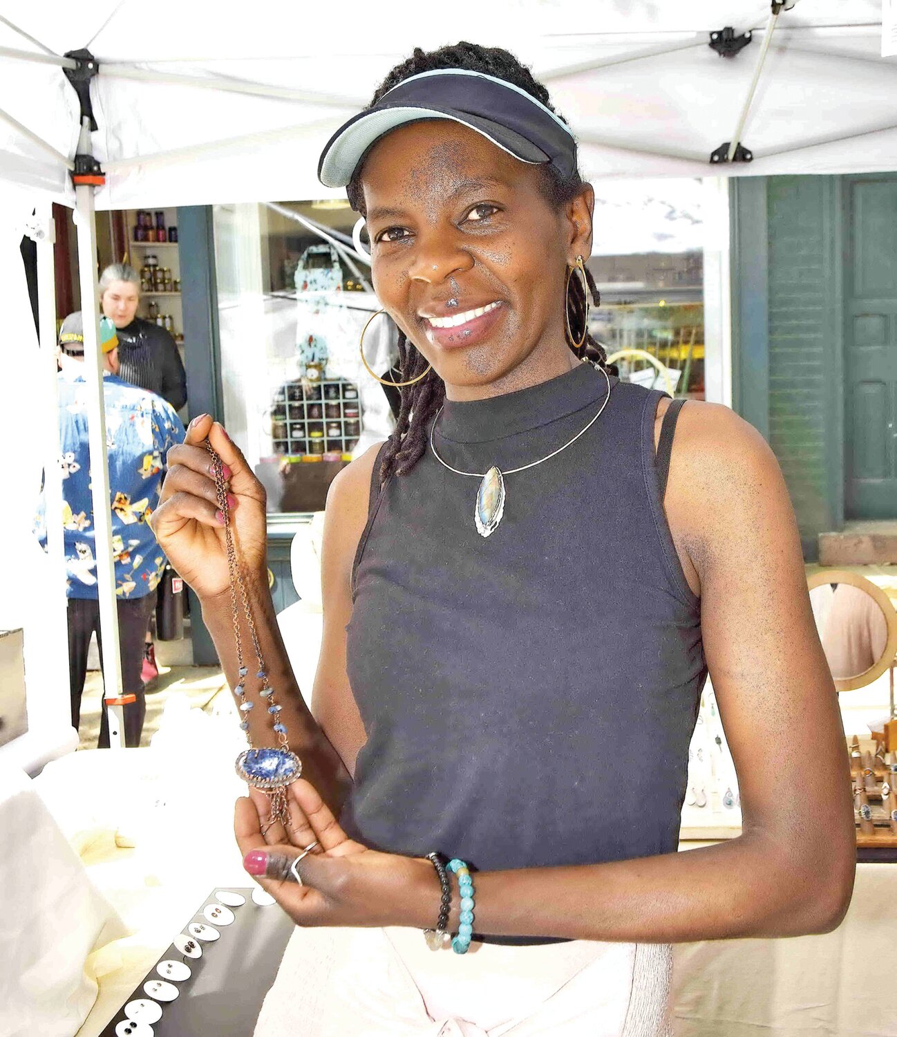 Ruth Njeri with her Njeri Studio handmade jewelry.