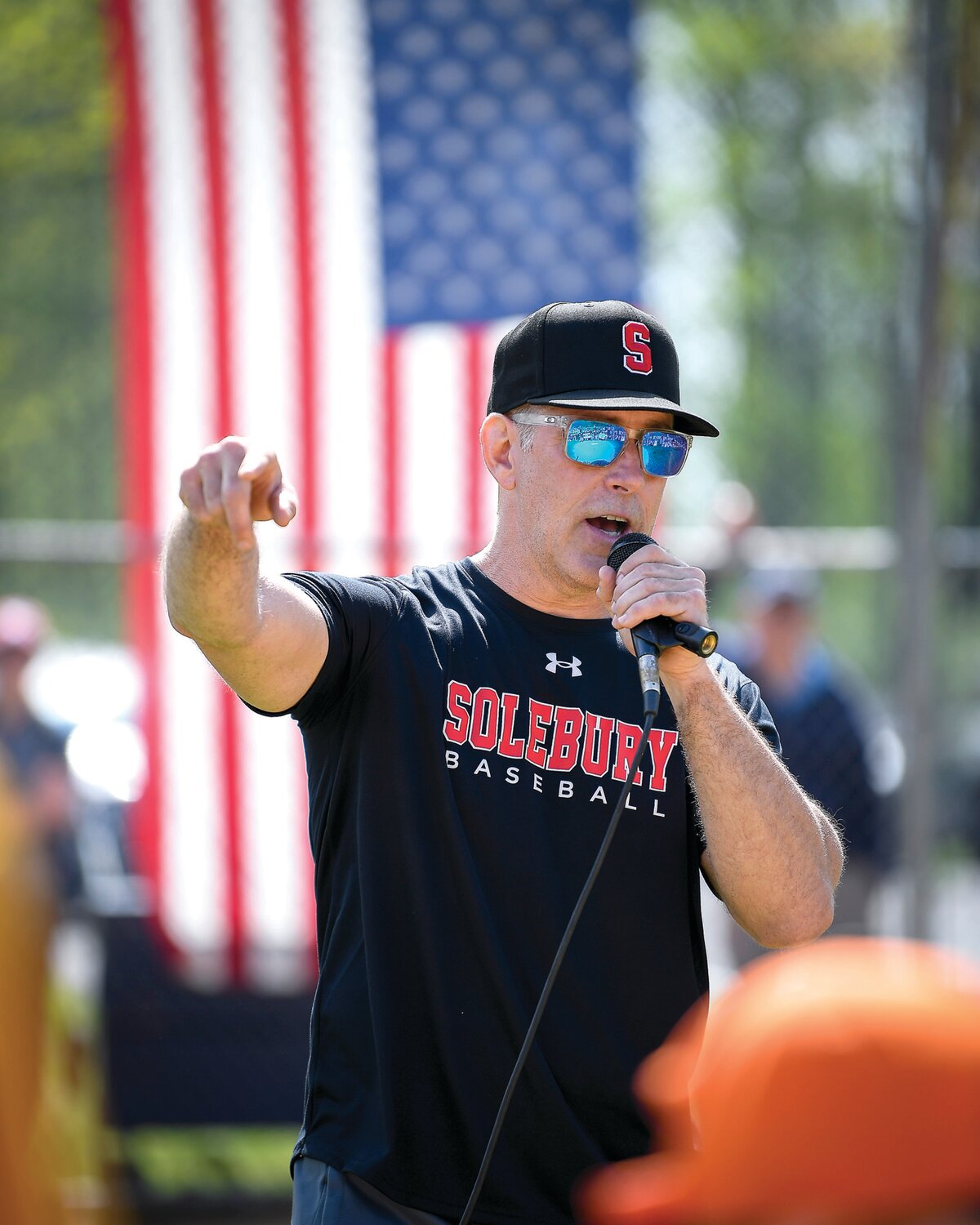 Solebury Township Baseball and Softball League President Chris Sincavage  announces the teams.