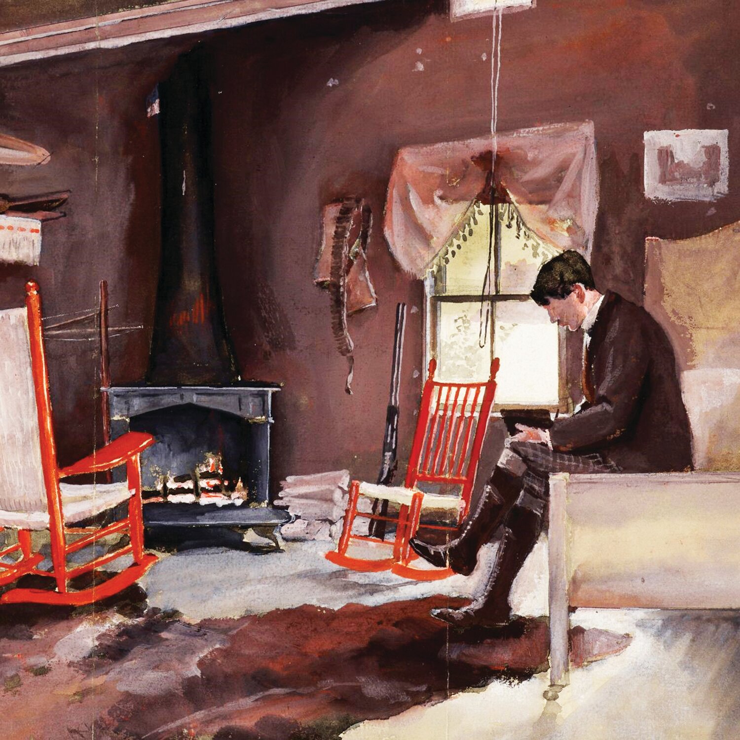 Edward Penfield’s “Man in Interior” (est. $2,000-3,000).