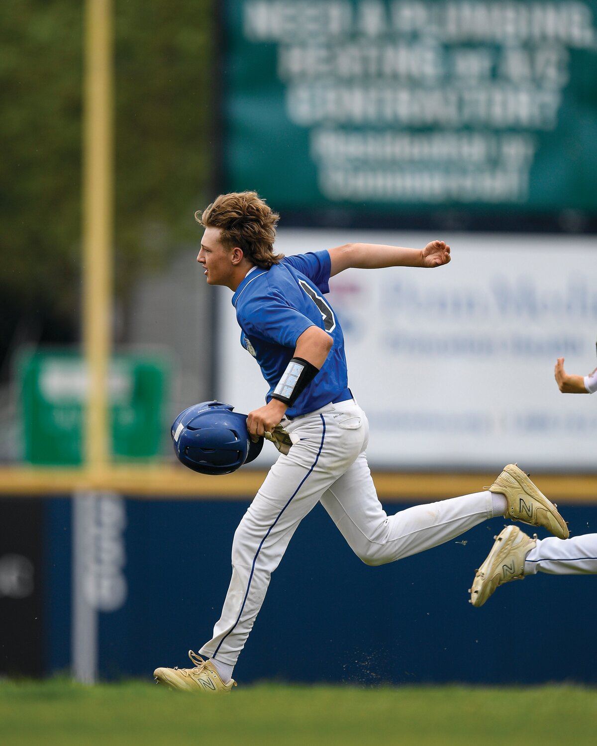 After hitting a double, South Hunterdon’s Dillon Gallagher sprints off the field for a pinch runner in the fifth inning.