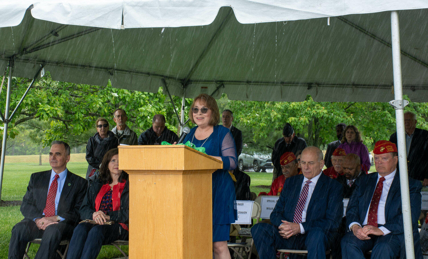 Doylestown sculptor Jennifer Frudakis-Petry, who was commissioned to create a statue of George Washington at the Washington Crossing National Cemetery in Upper Makefield, talks about her work at its dedication Saturday May 20.