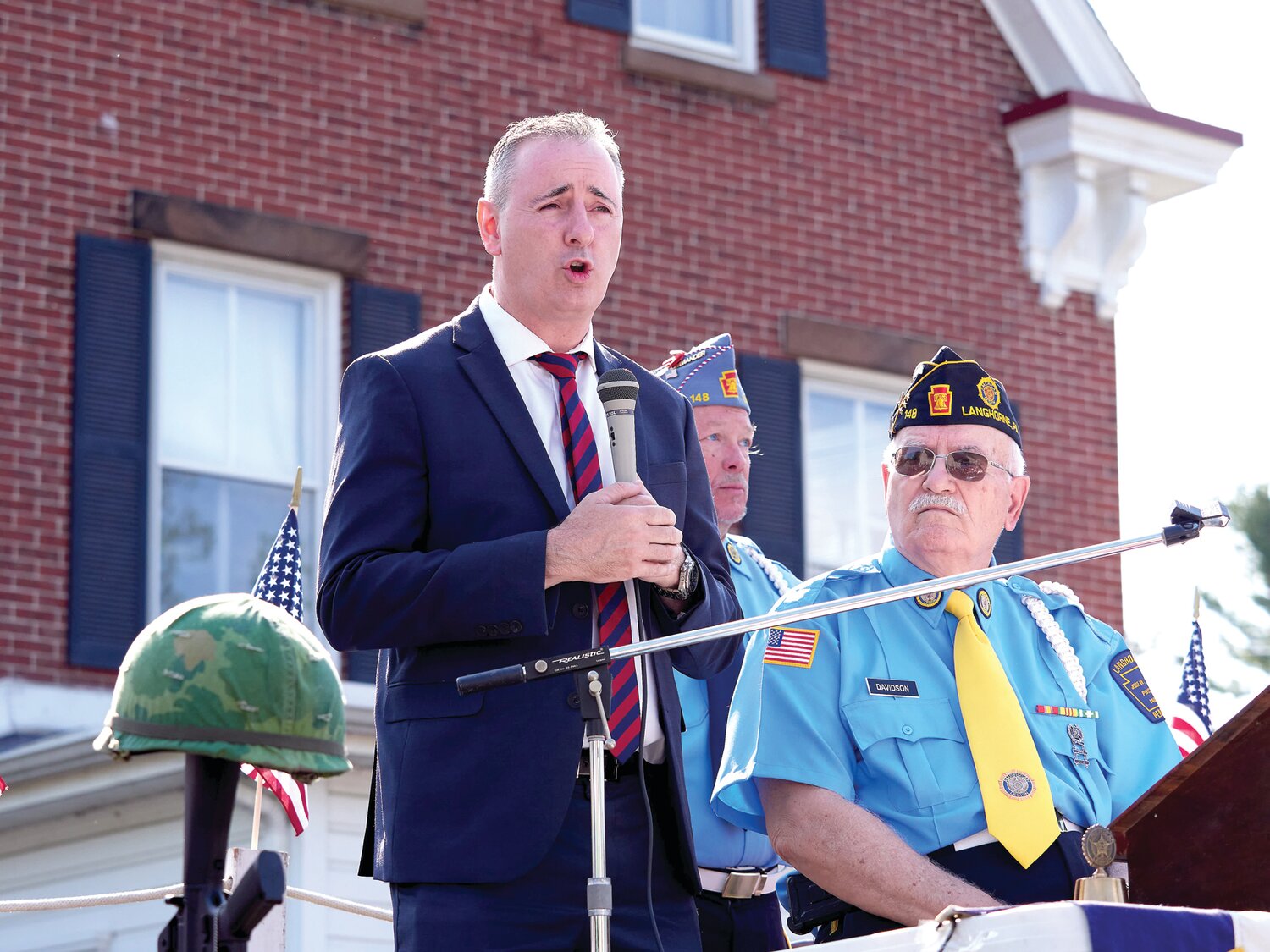 U.S. Rep. Brian Fitzpatrick and Jesse W. Soby Post 148 Commander Walter Davidson.