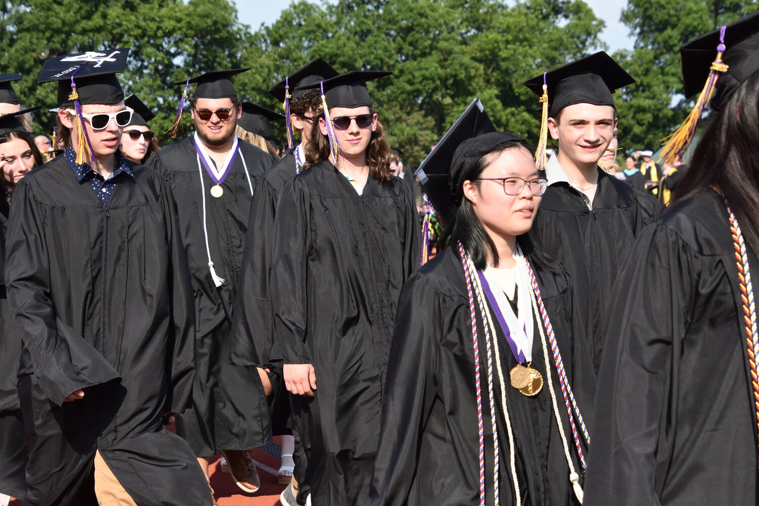 Graduates process to their seats at the start of the Palisades High School Class of 2023 graduation ceremony June 2 at Walter T. Rohrer Stadium.