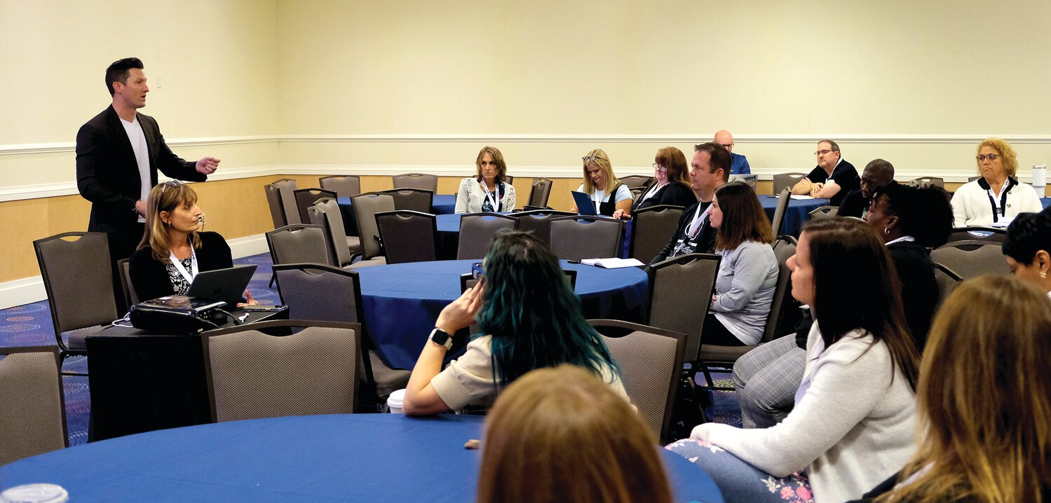 New Hope-Solebury K-12 STEAM coordinator Richard Curtis engages participants during the STEAM innovation workshop at the American Association of School Administrators’ Learning 2025 Summit.