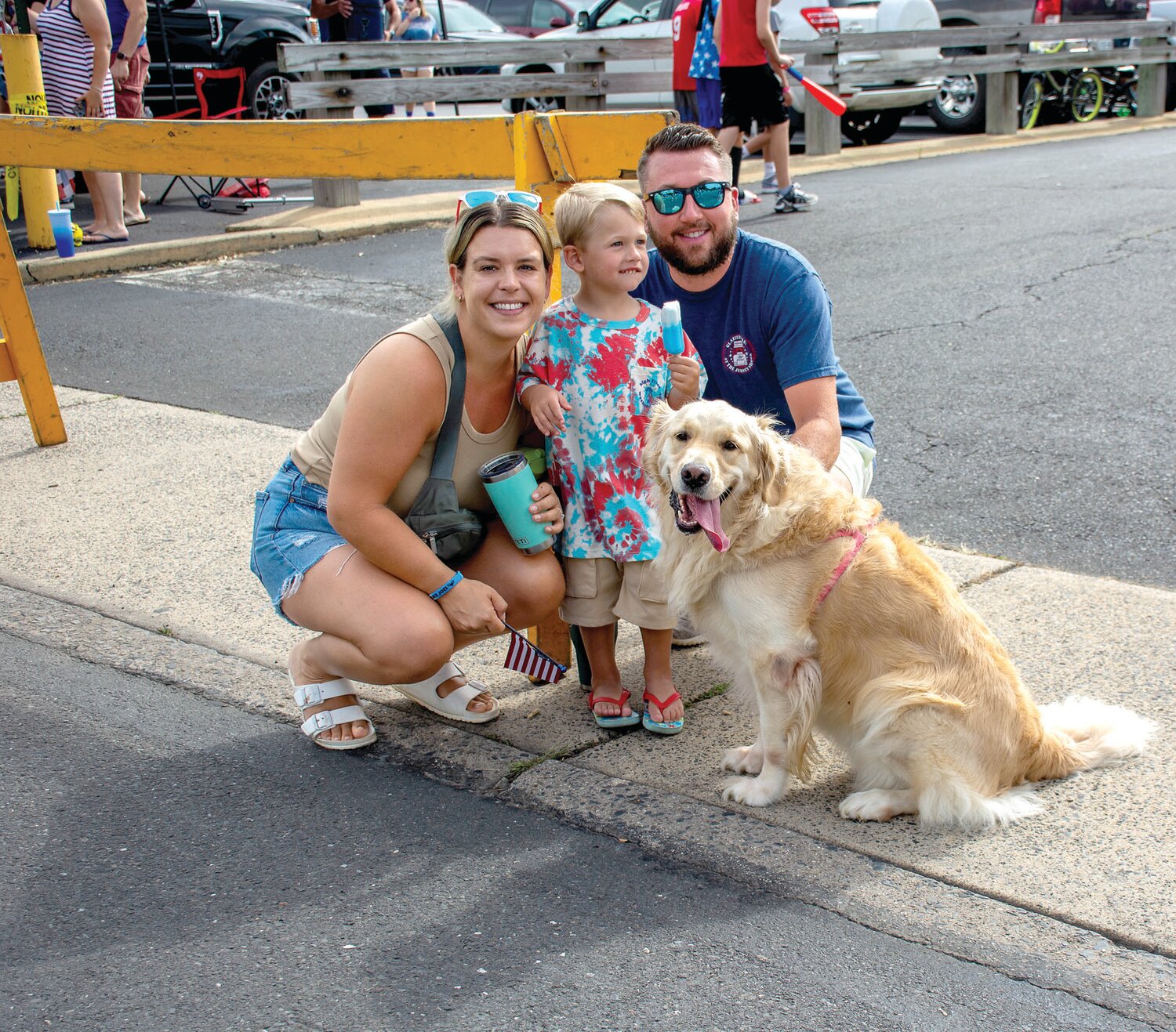 The Dublow family: Kristen, Kyle, son Lucas and dog Harper.