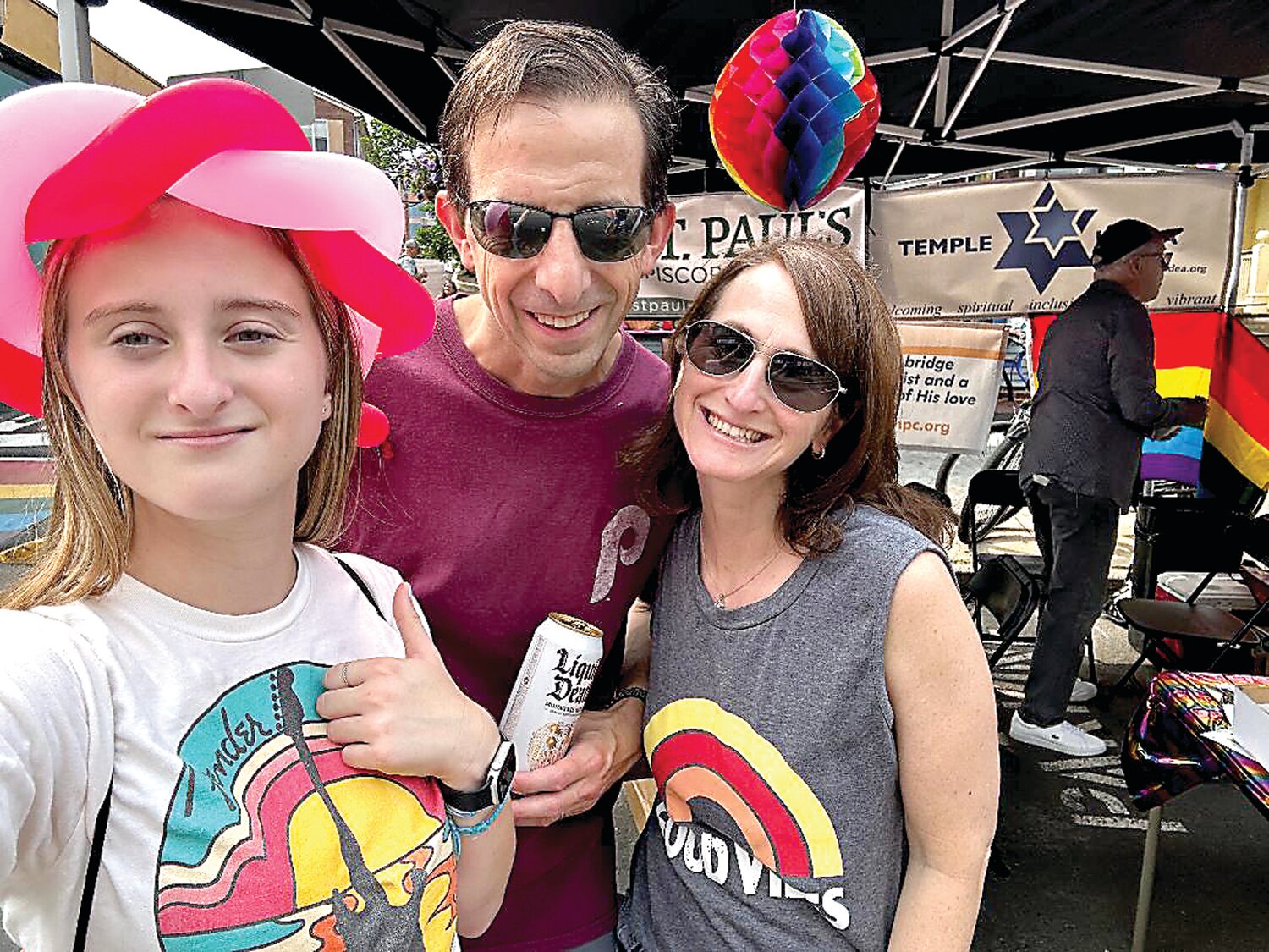 Melanie, Michael and Abigail Blumberg of Temple Judea attended the Doylestown Pride Festival 2023 Block Party as part of the Coexist Pride Faith Group consisting of the temple, BuxMont Unitarian Universalist Fellowship, Saint Paul’s Episcopal Church, Salem Church, and Doylestown Presbyterian Church.