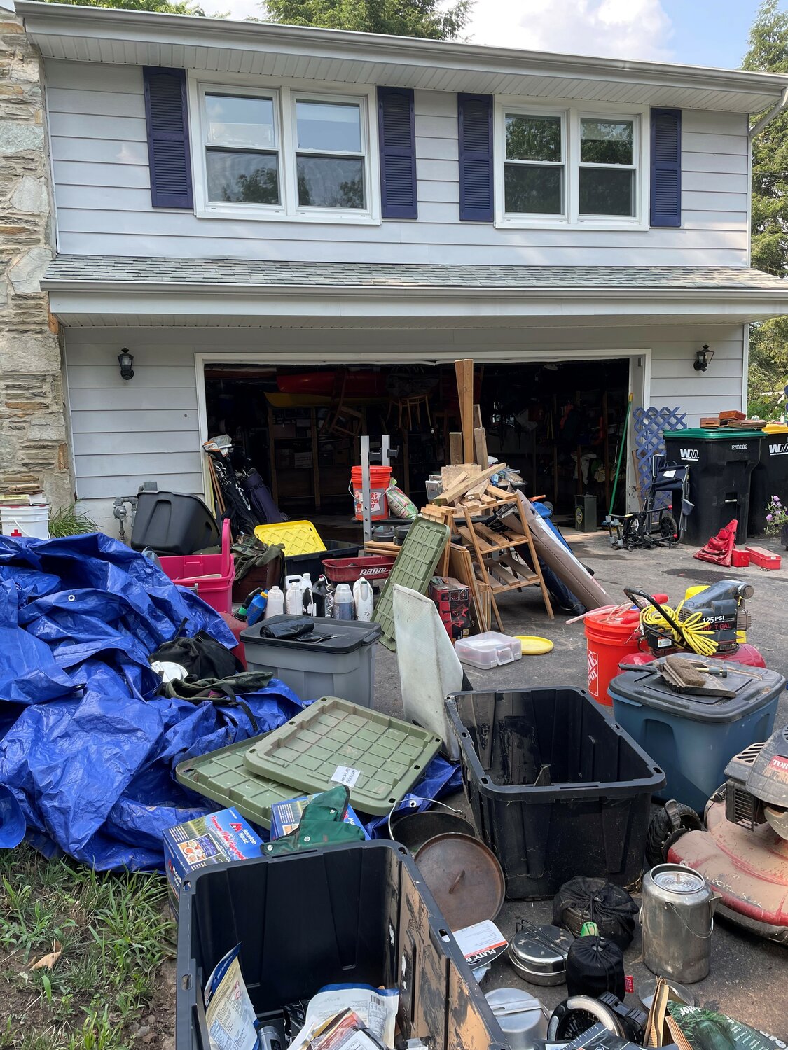 The contents of a Lower Makefield home dry out following a July 15 flood that hit hard a neighborhood off Taylorsville Road near the Yardley border.