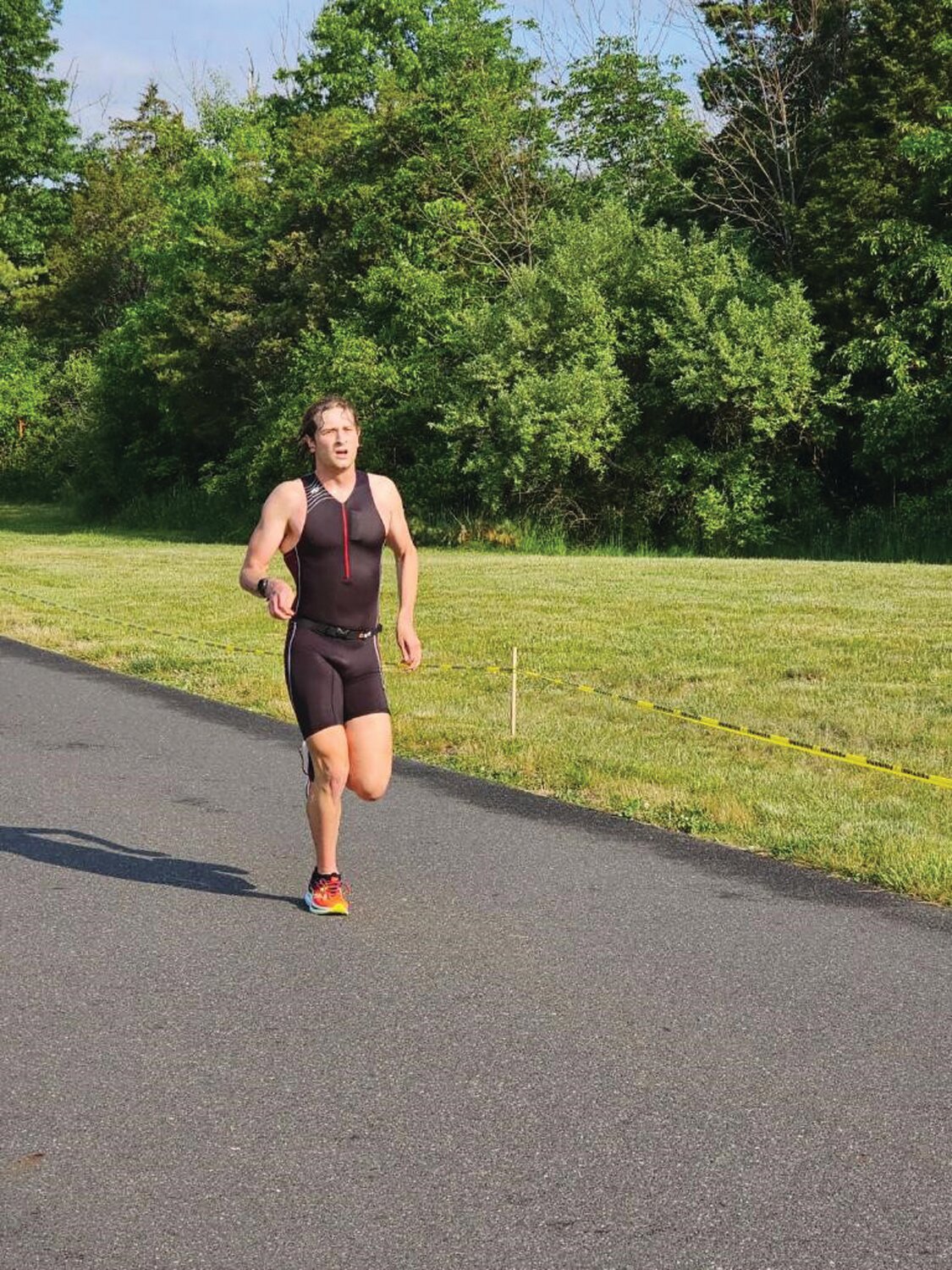 Nick Radziul runs in the 2023 Independence Triathlon.