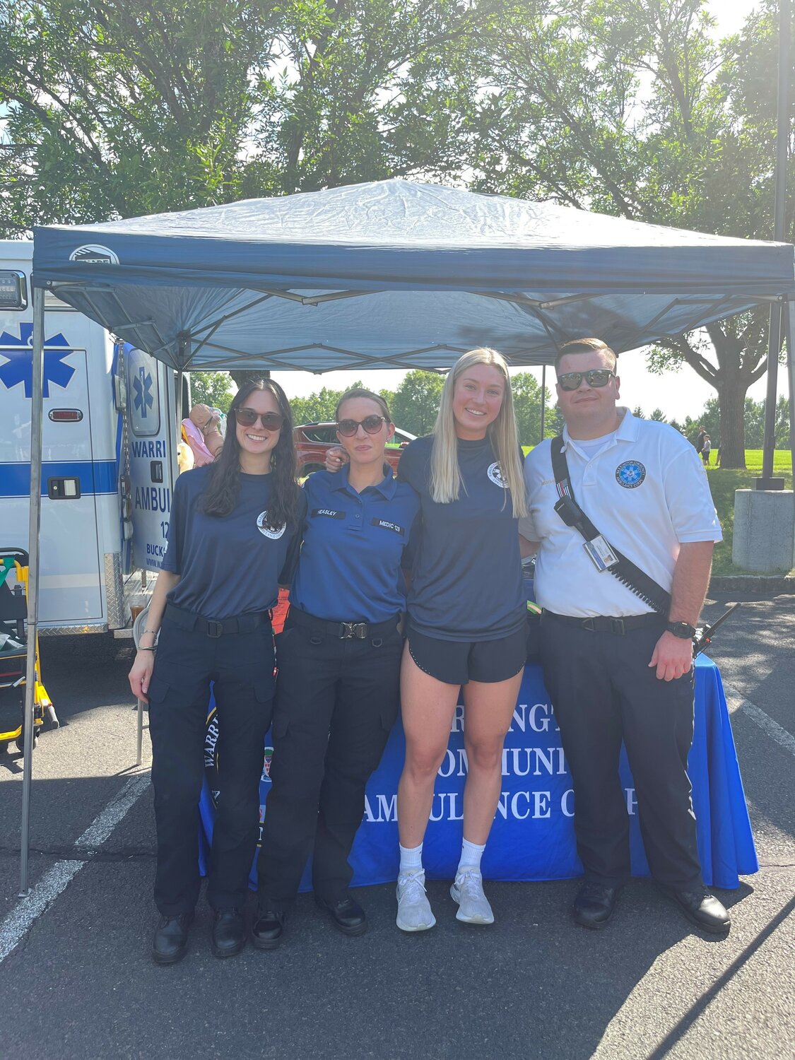 The team at the Warrington Community Ambulance Corps tent drew the children's attention with its ambulance and stretcher.