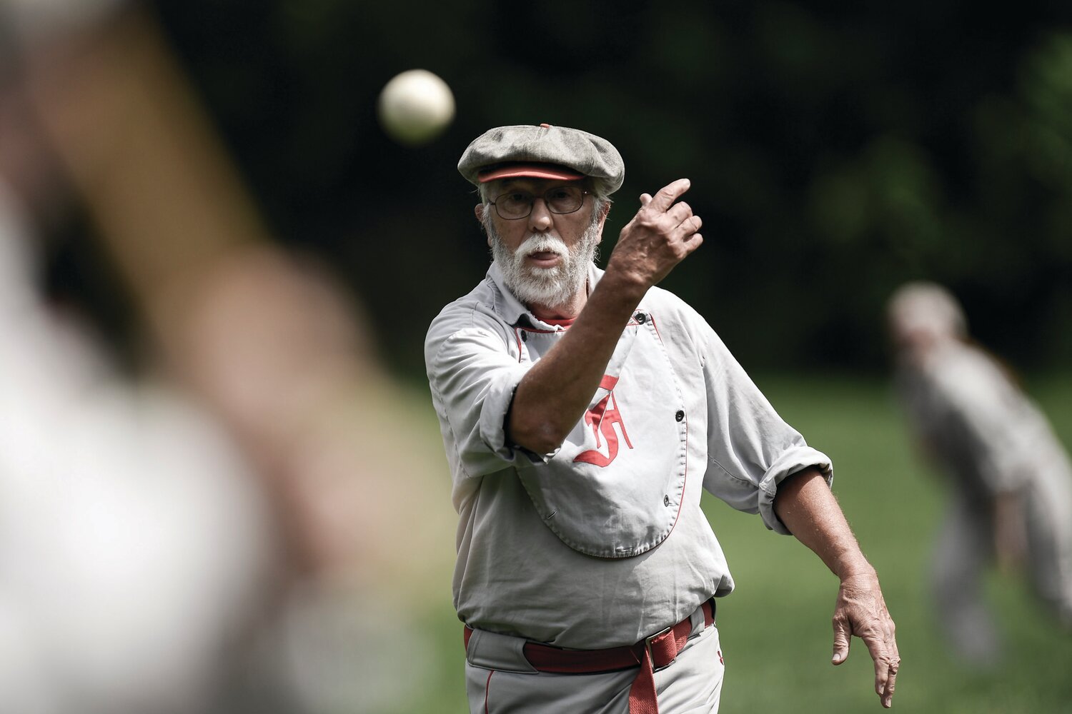 Dave “Illinois” Harris delivers a pitch underhand style, just as they did in 1866.