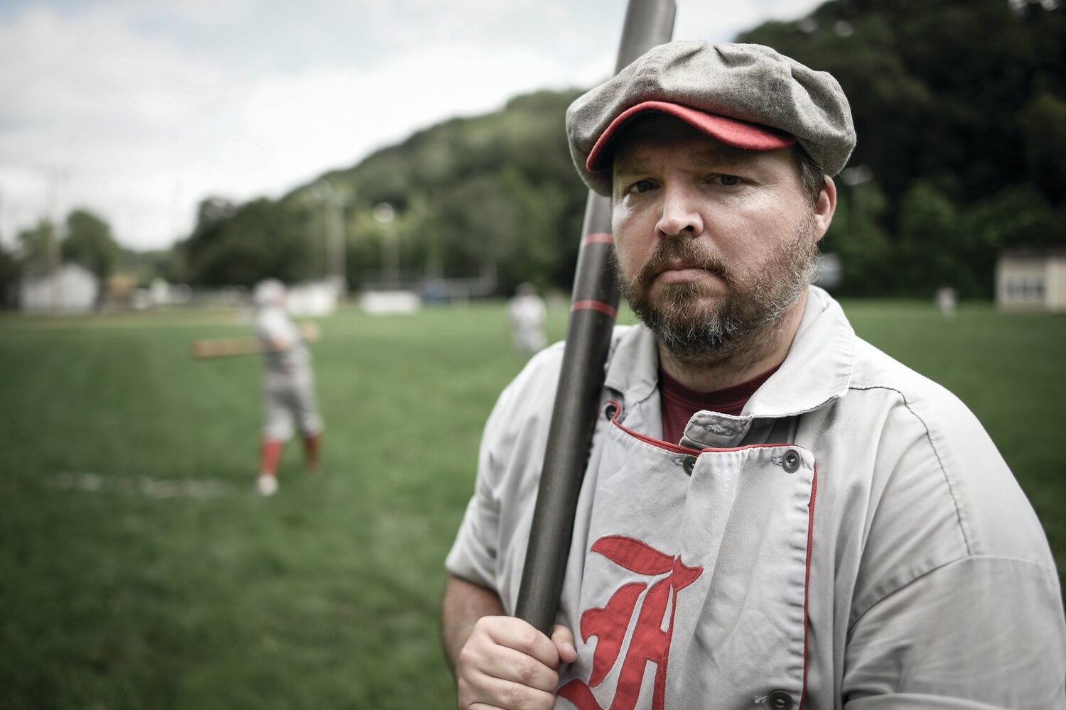 Neshanock’s Dan “Sledge” Hammer poses for a quick portrait before the game. Players were given nicknames as part of the characters they played from the time.