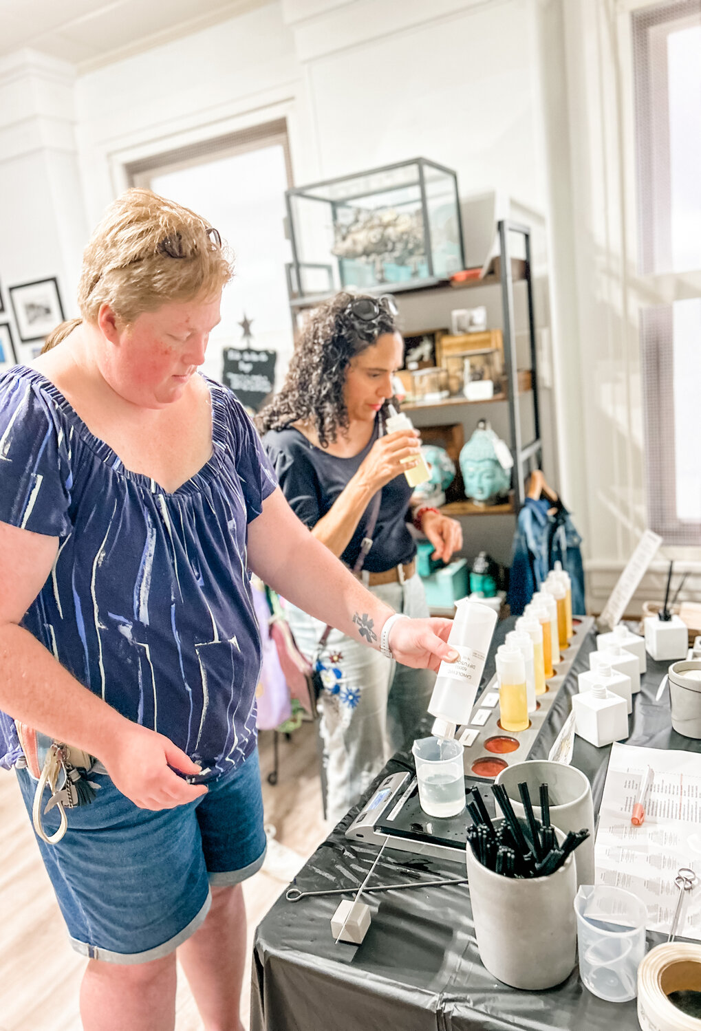 Visitors check out scents for a mini-workshop.