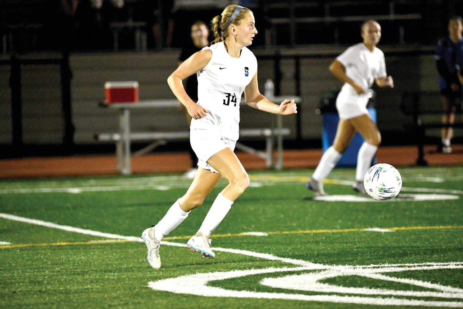 CB South’s Monika Daly looks down the field.