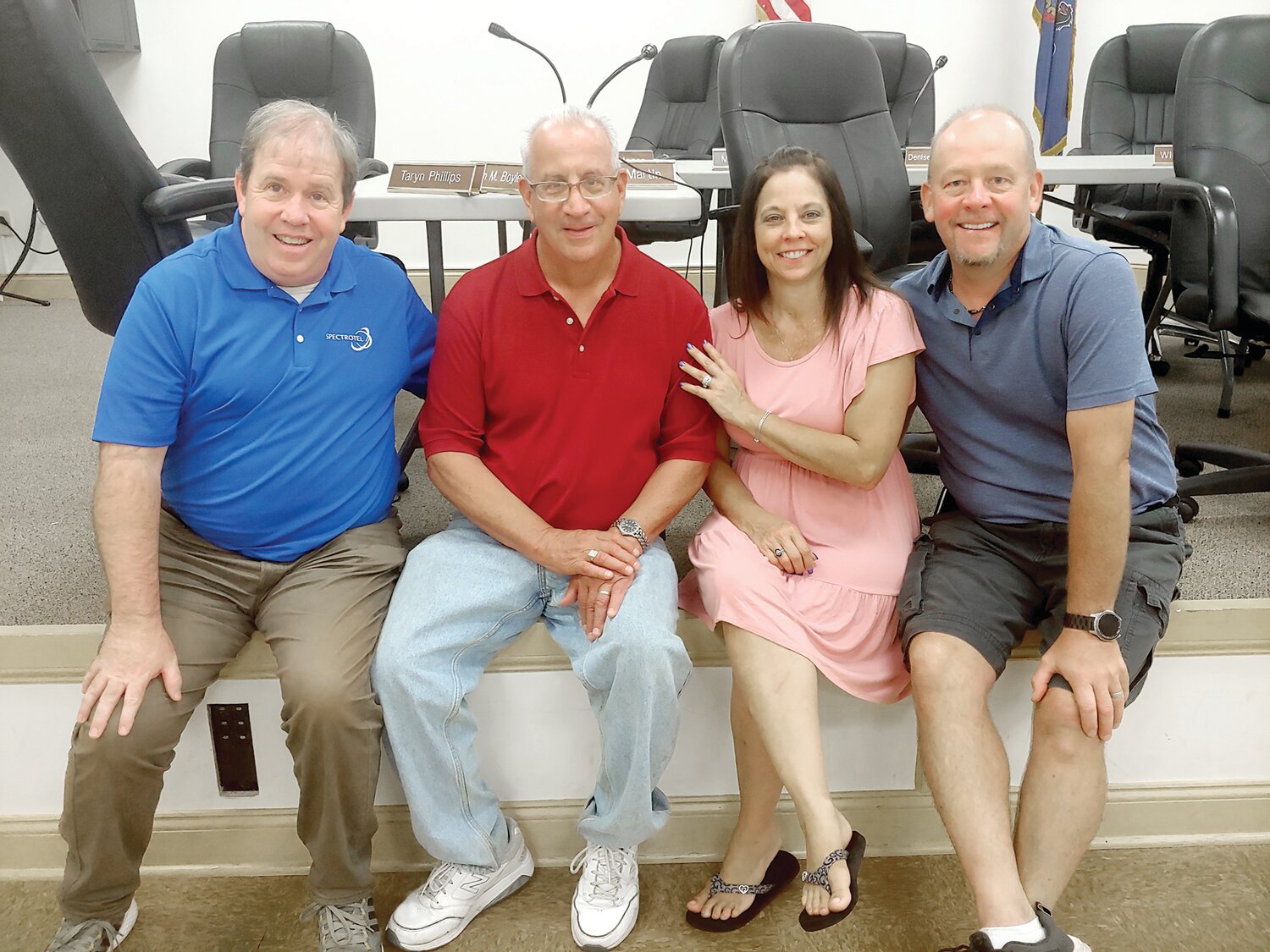 Blue Bar was rocking for a special fundraiser to benefit Warminster Food Bank on July 29. From left are the organizers of the event, host Bob Jones of the band “Shakin not Stirred,” Mike Cerino, executive director, Warminster Food Bank, and Theresa and Karl Drahovsky, owners of Blue Bar.