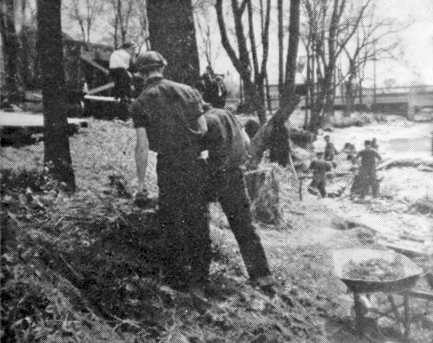 Bucks County Works Progress Administration laborers toil at Lake Lenape Park in 1935.