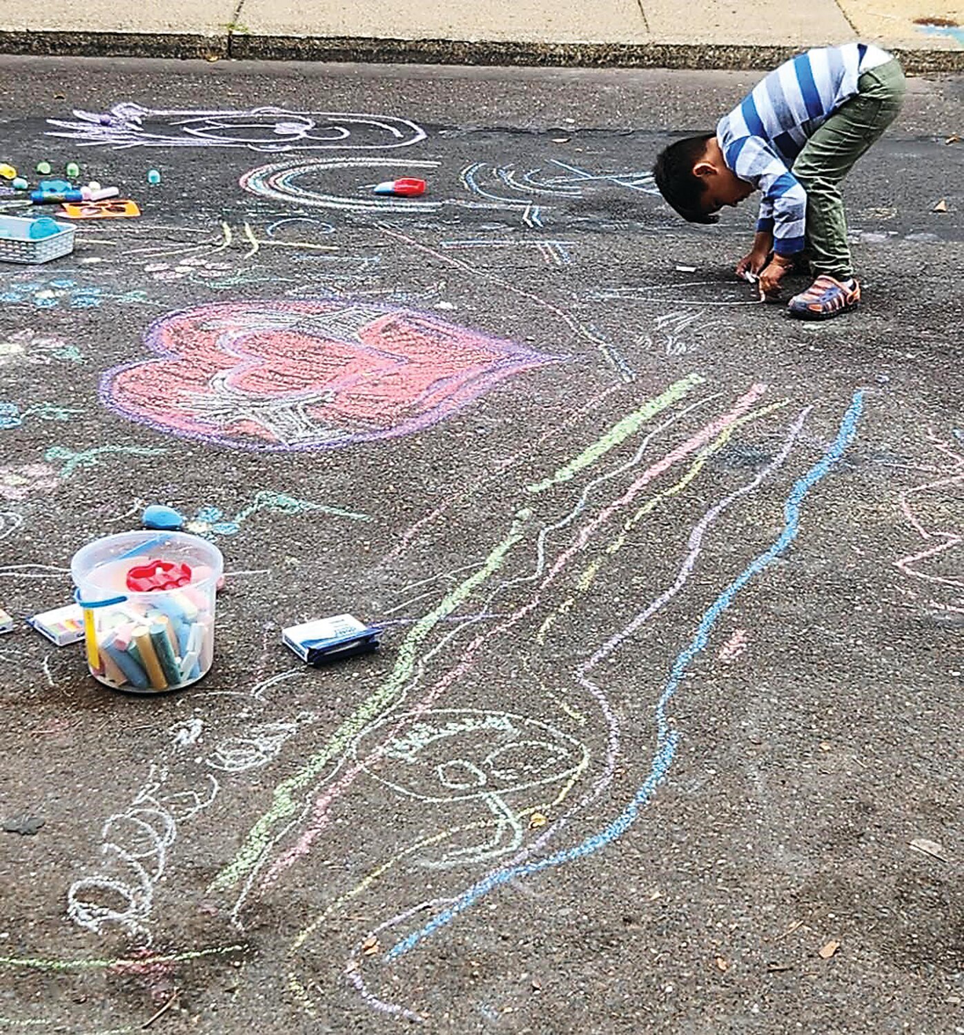 Chalk up another colorful drawing for this youngster.