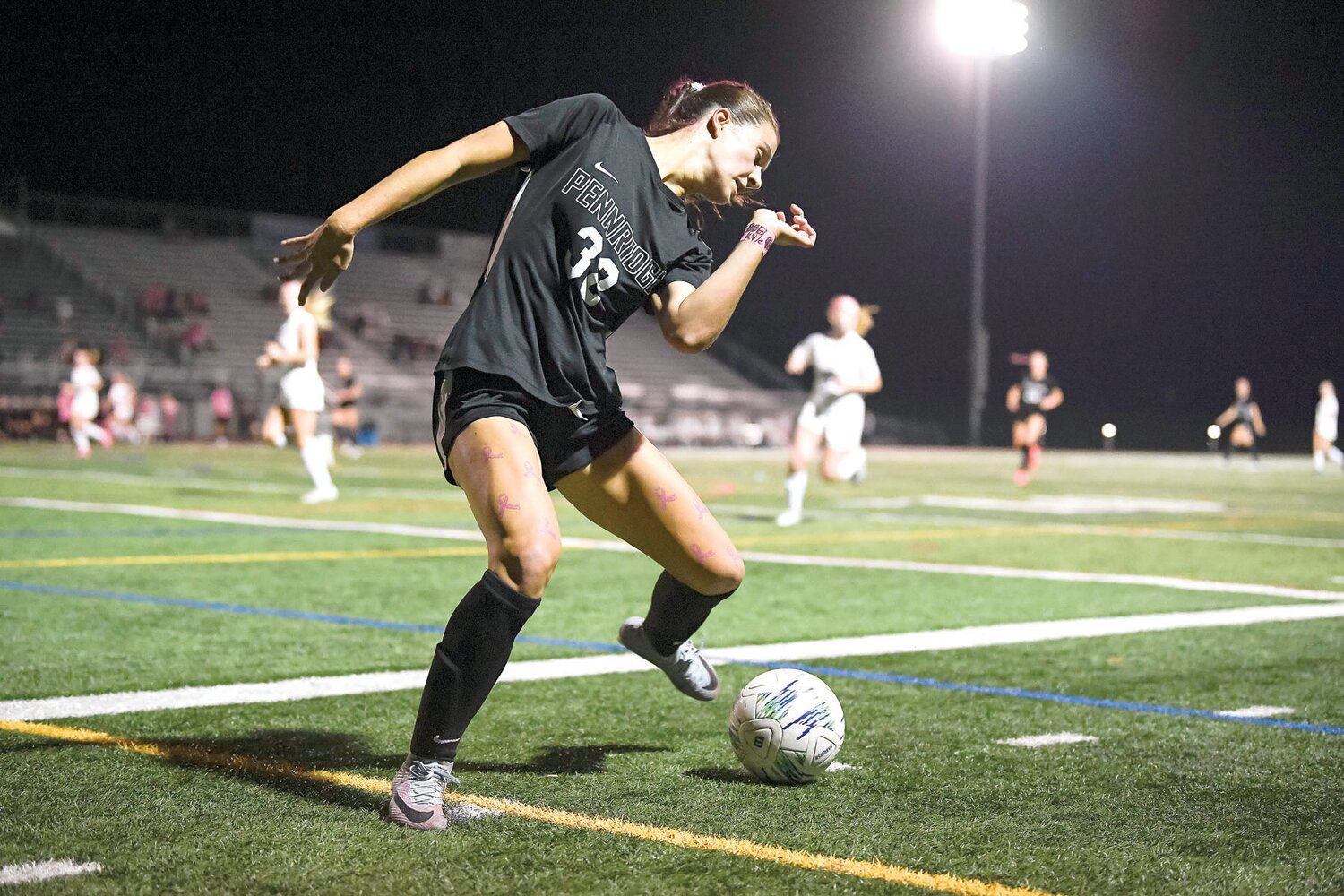 Pennridge’s Tori Angelo looks to control a pass during the second half.