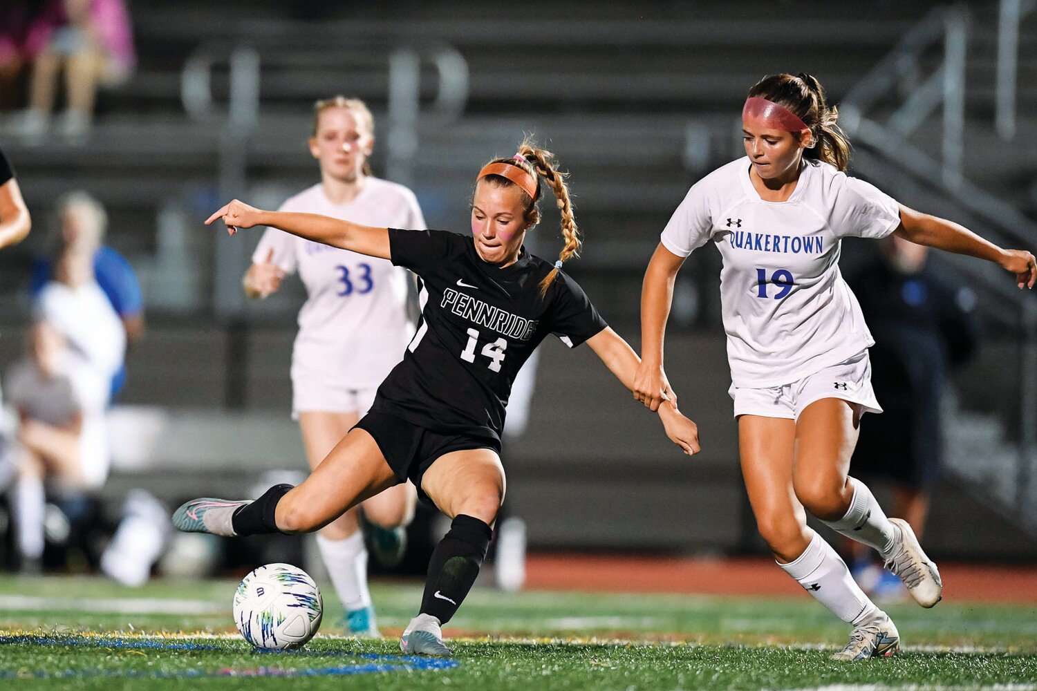 Pennridge’s Gabby Hermann gets a shot on goal.