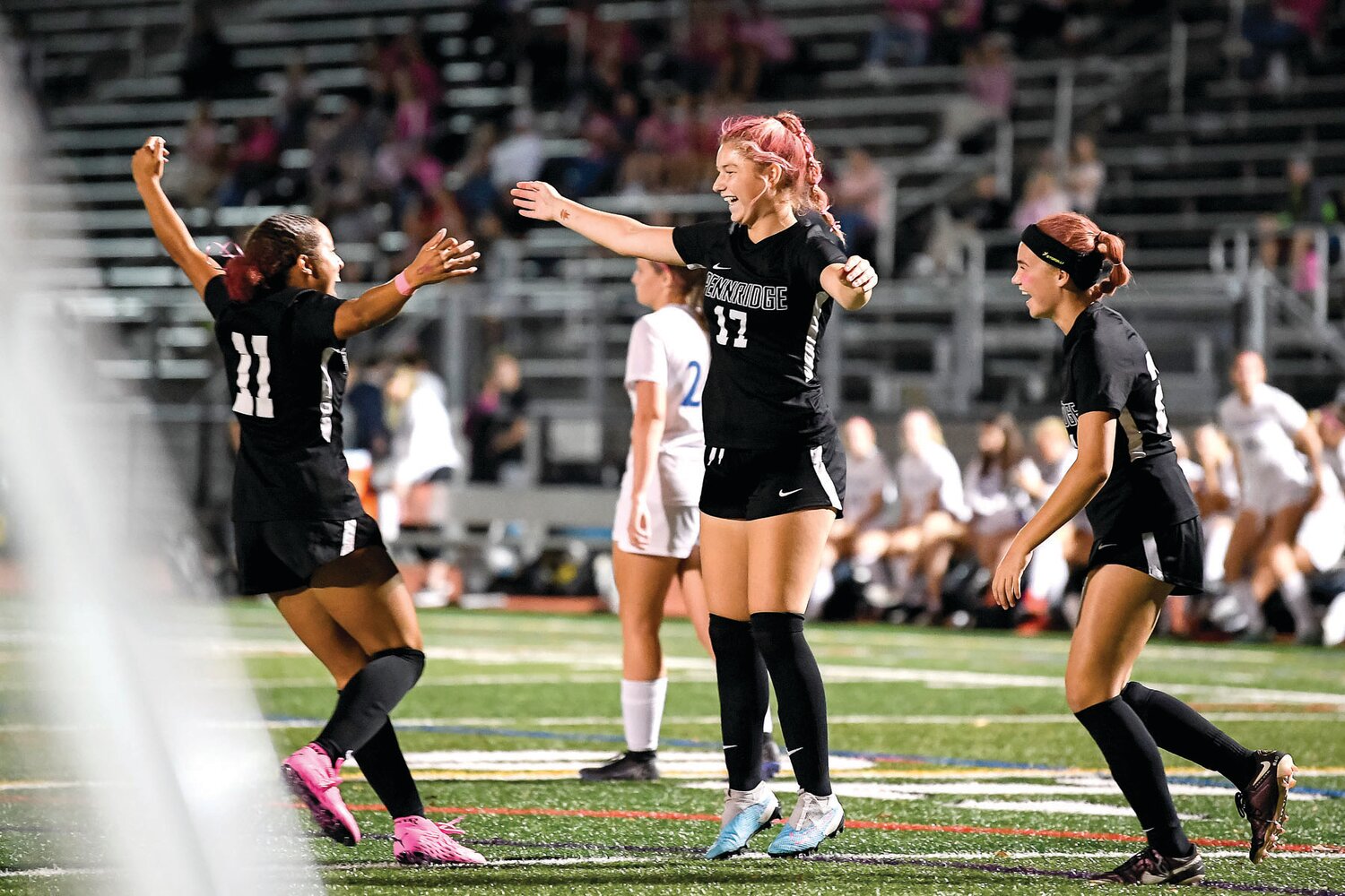 Pennridge’s Riley Williams is all smiles after scoring the second goal of the game.