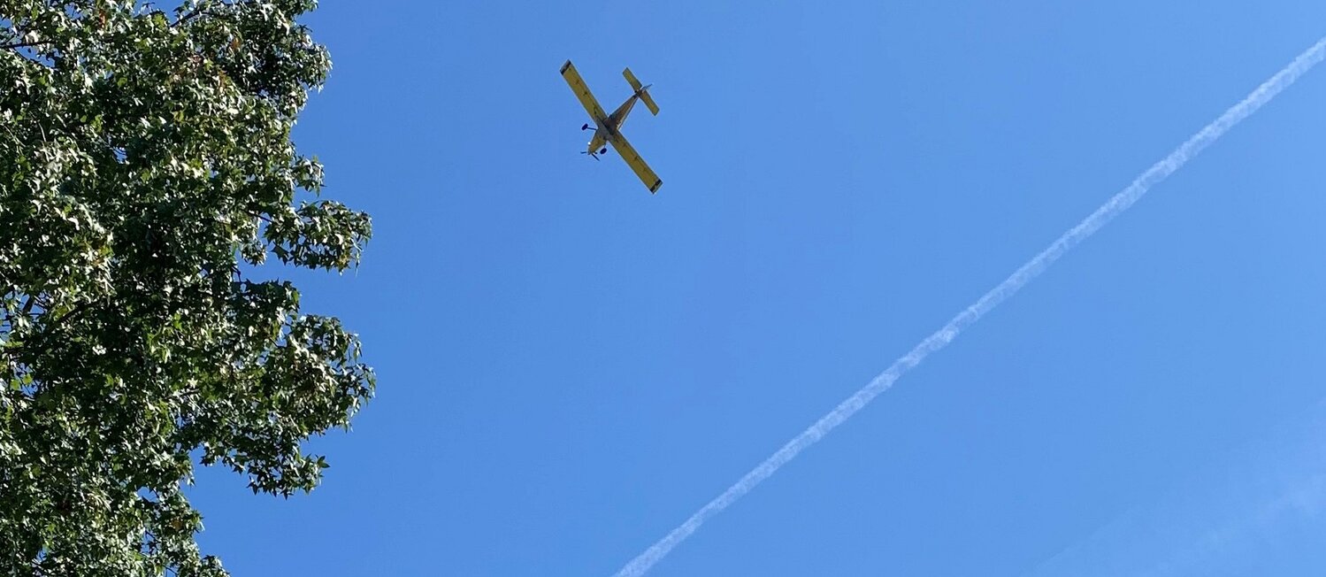 Residents complained that a crop duster dropped its load on such a small property that some of the pellets fell on neighboring properties.