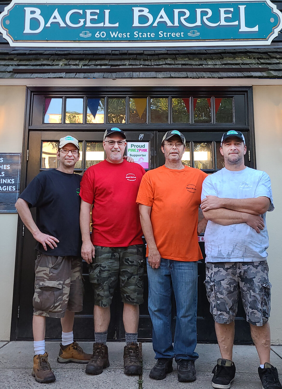 The Bagel Barrel crew is, from left, Jason Gawronski, owner Patrick J. Murphy, Thomas Bennett and Thomas Cormican.