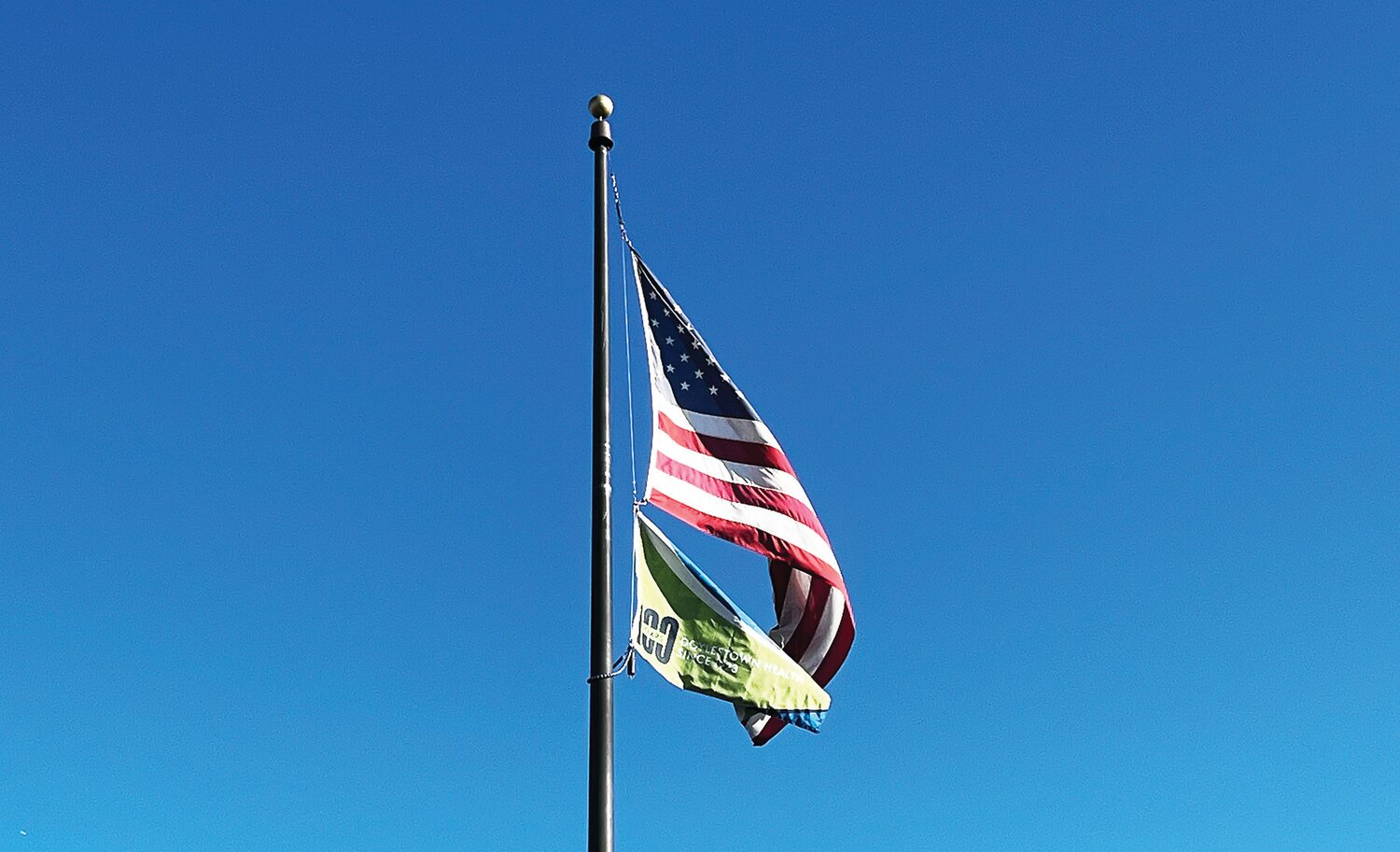 A commemorative centennial flag now flies on the Doylestown Hospital campus in honor of the inaugural Founder’s Day, honoring the hospital’s founding by the Village Improvement Association of Doylestown on Oct. 9, 1923.