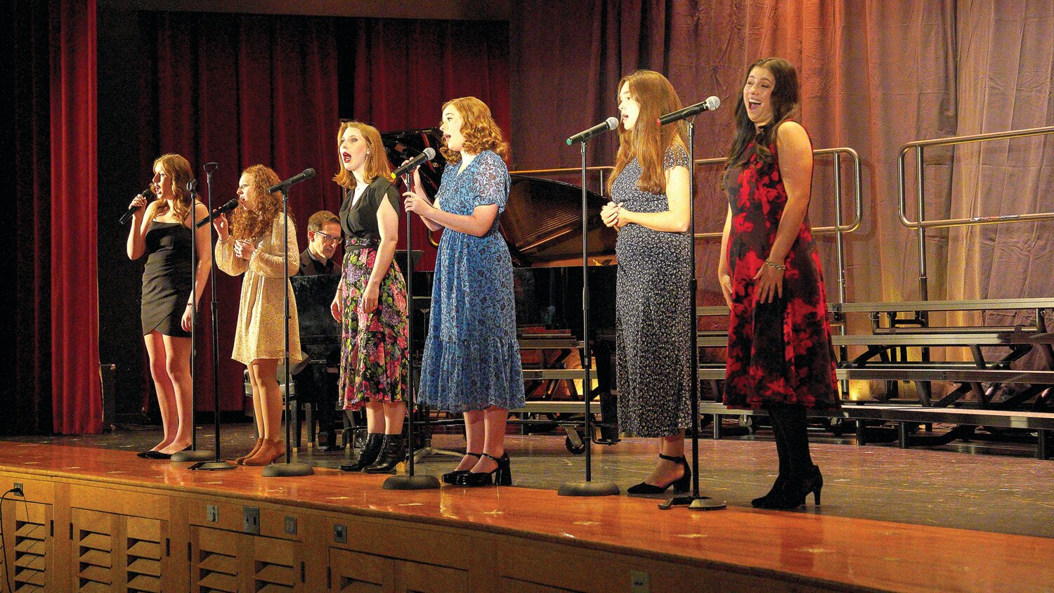 Jane File, Charlotte Rayner, Abigail Bernesky, Nicole Duffy, Olivia Giampolo and Sofia Farrell sing “Many a New Day” from “Oklahoma!”