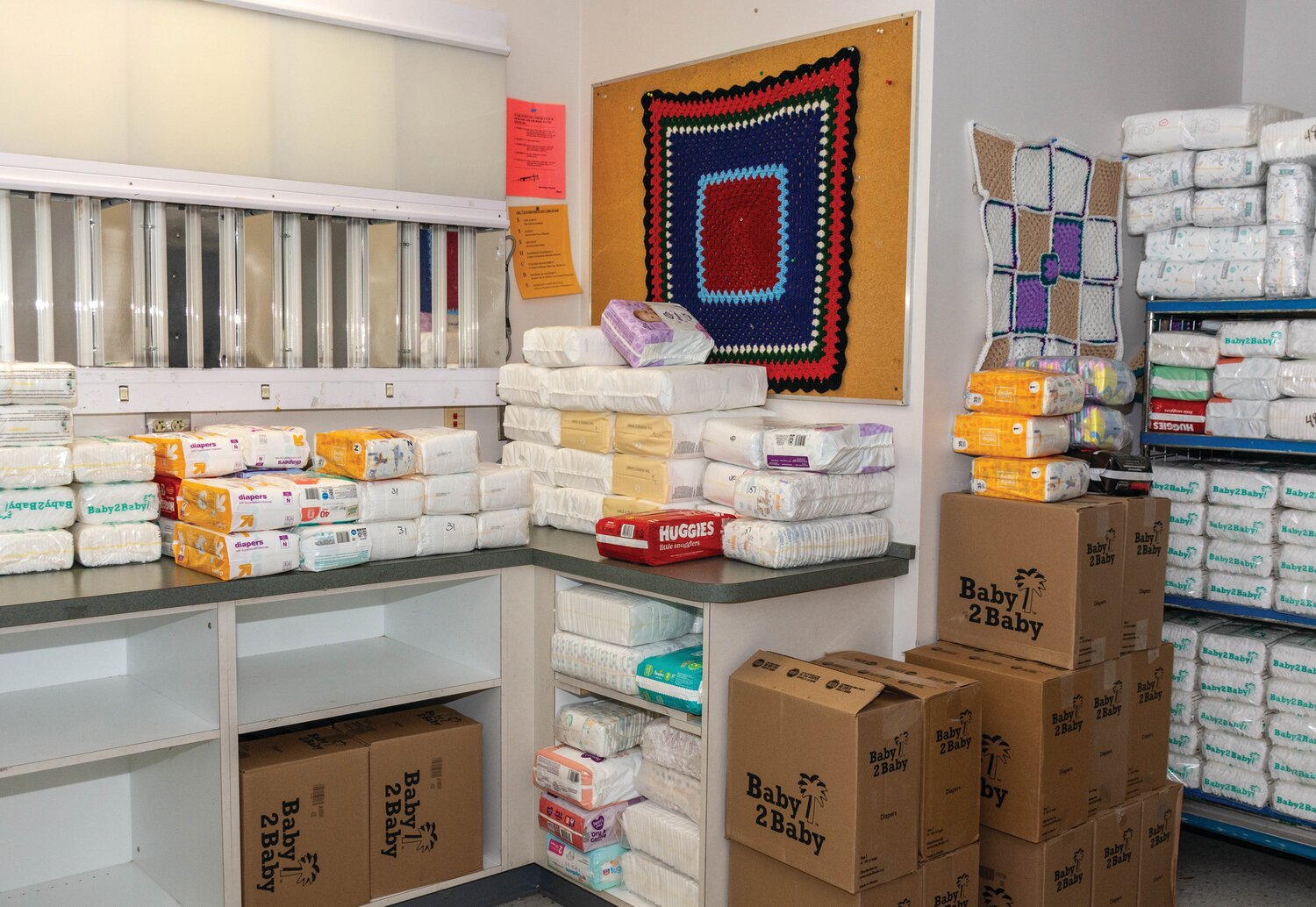 A diaper storage room at The Baby Bureau’s site in Warminster.