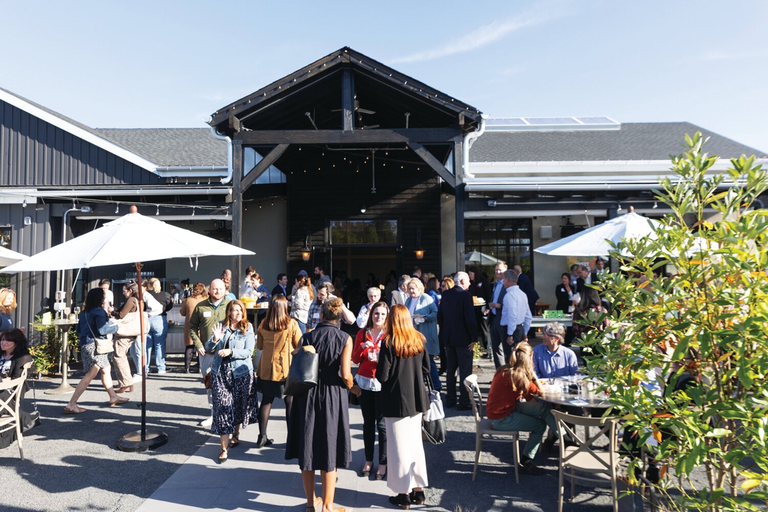 Visit Bucks County annual meeting attendees gather outside at Terrain in Doylestown.