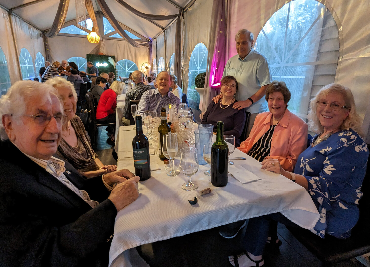 Vittorio Vettori, Madeline Vettori, Doug Dole, Vicki Dole, Bernard Brill, standing; Nancy Brill and Janis Morelli.