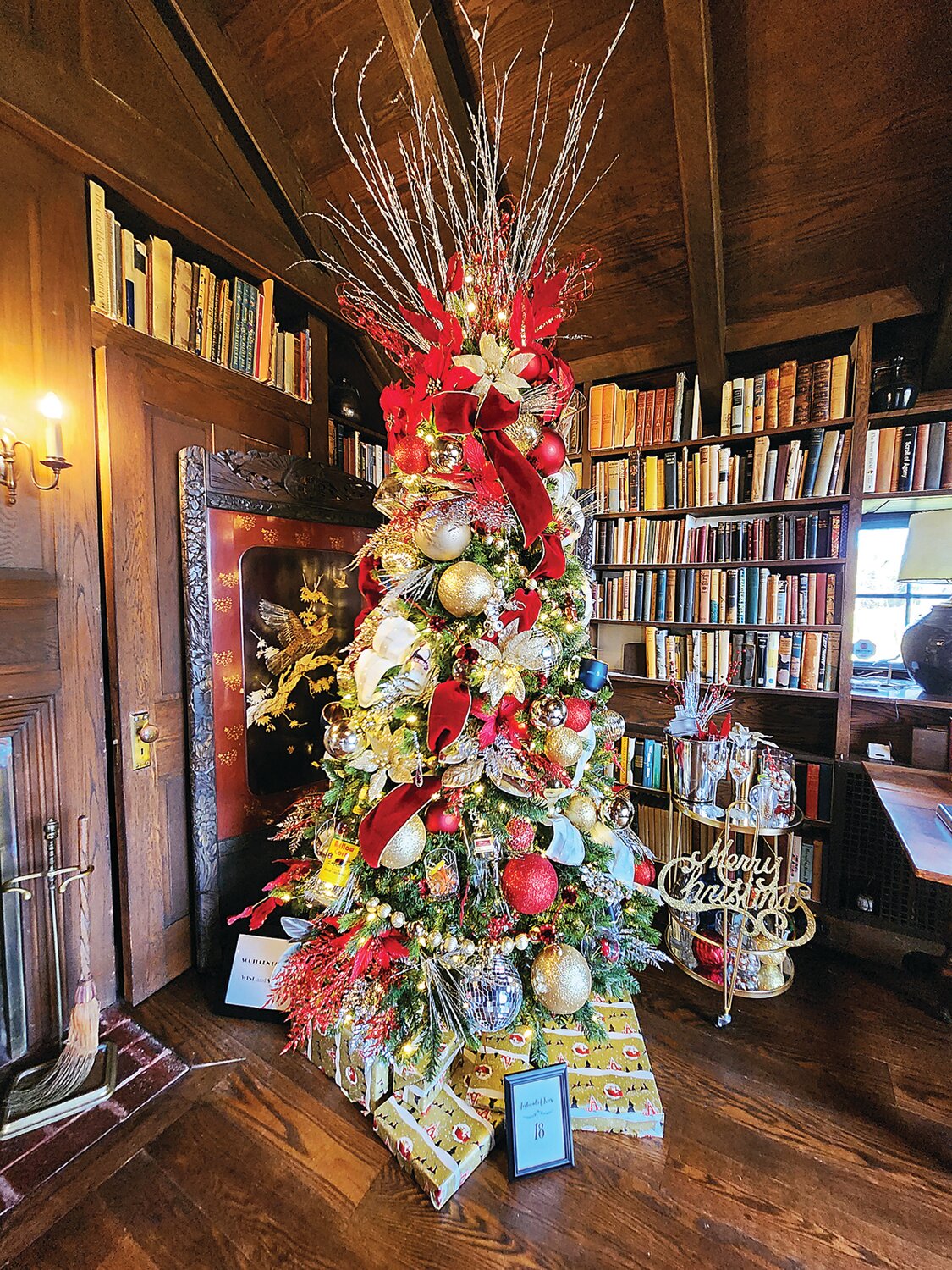 The small library hearth display by Southern Glazer’s Wine and Spirits.