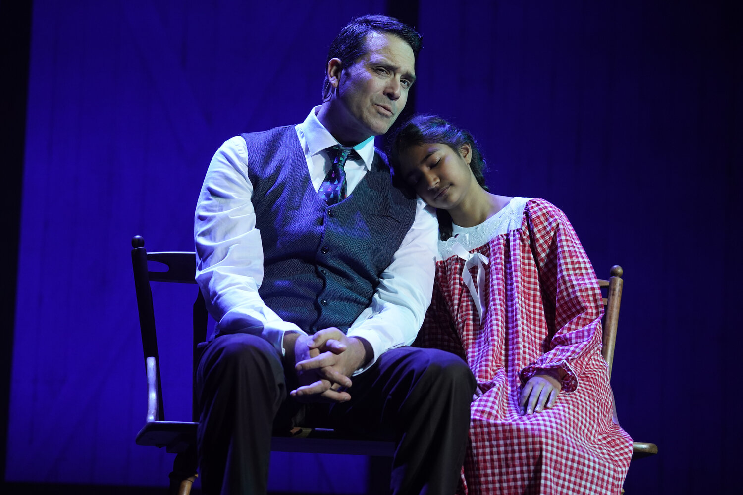 Jeremiah James as Bob Wallace and Tara Rajan as Susan Waverly in “Irving Berlin’s White Christmas” at Bucks County Playhouse through Dec. 3.