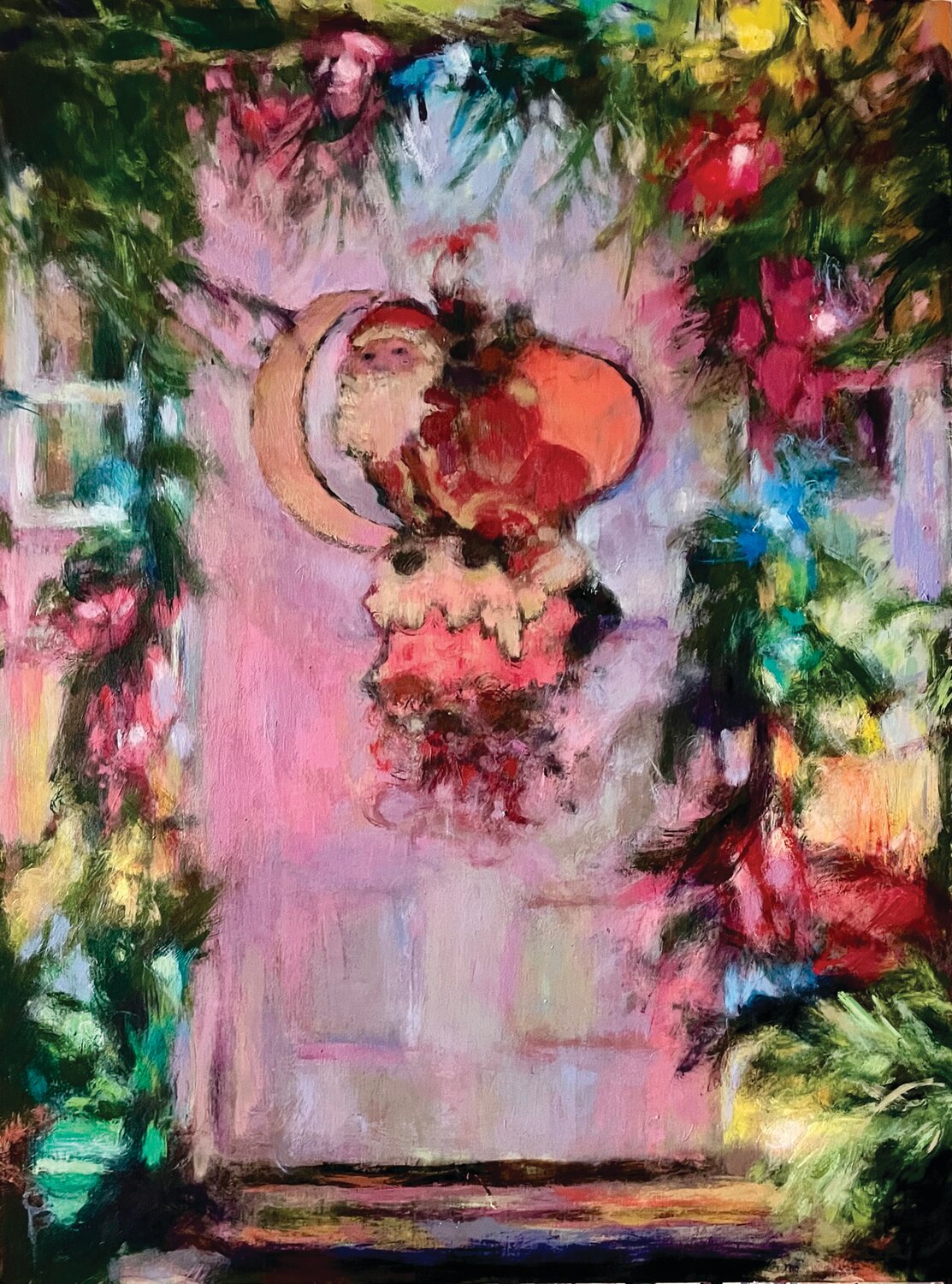 “Christmas Front Door” is an acrylic by Claudia Fouse Founntaine.