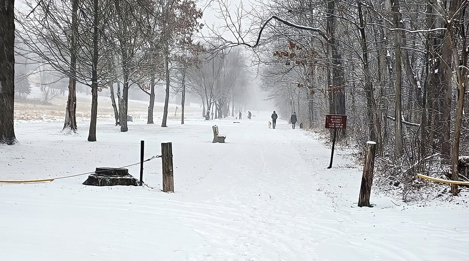 Mother Nature painted the Perkasie bike path off Callowhill Road white Saturday.