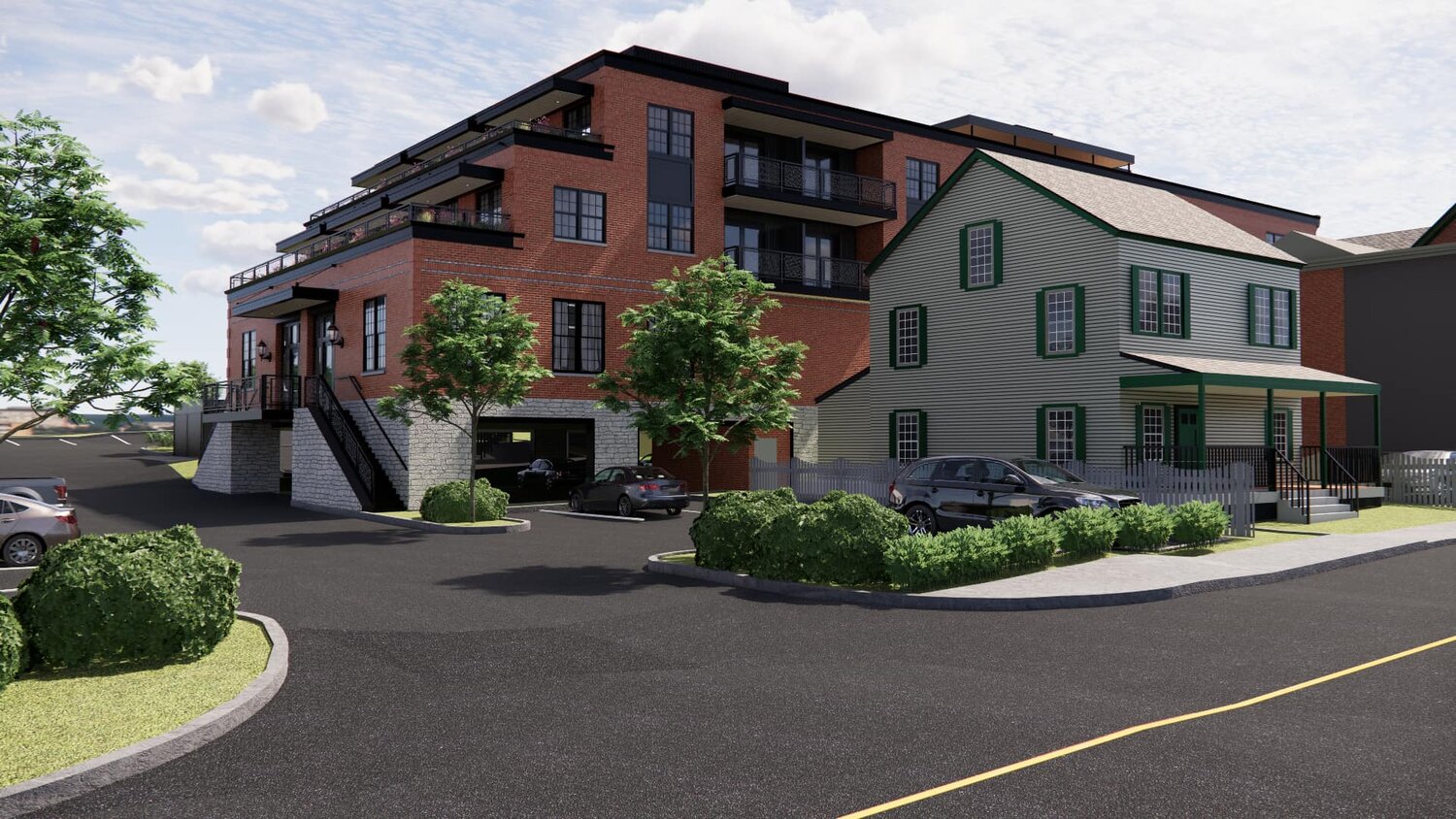 A rendering of the “boutique” hotel planned for the site of the former Doylestown Borough Hall on West Court Street.