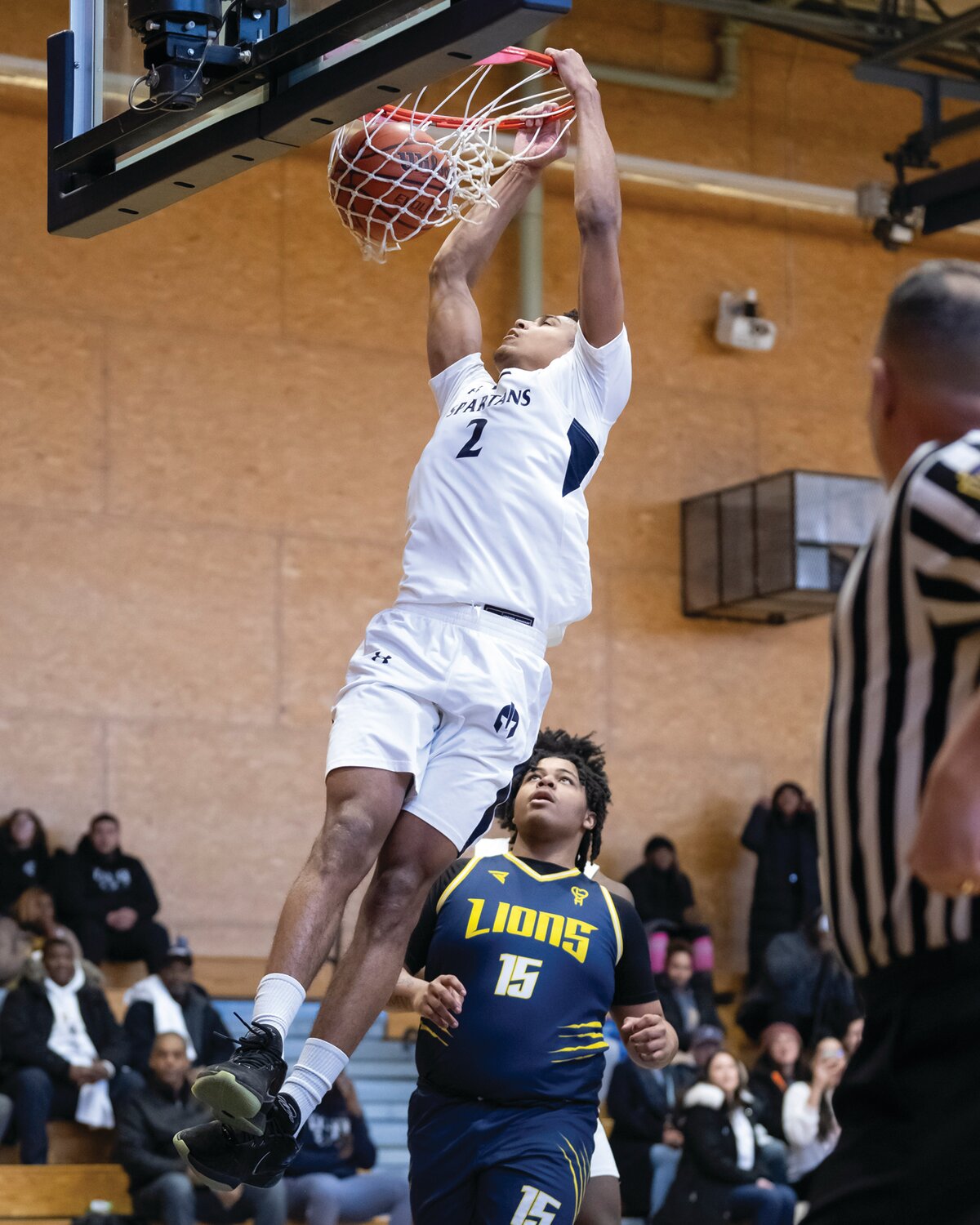 Solebury School’s Makhai Anderson gets free for a slam dunk in the fourth quarter.