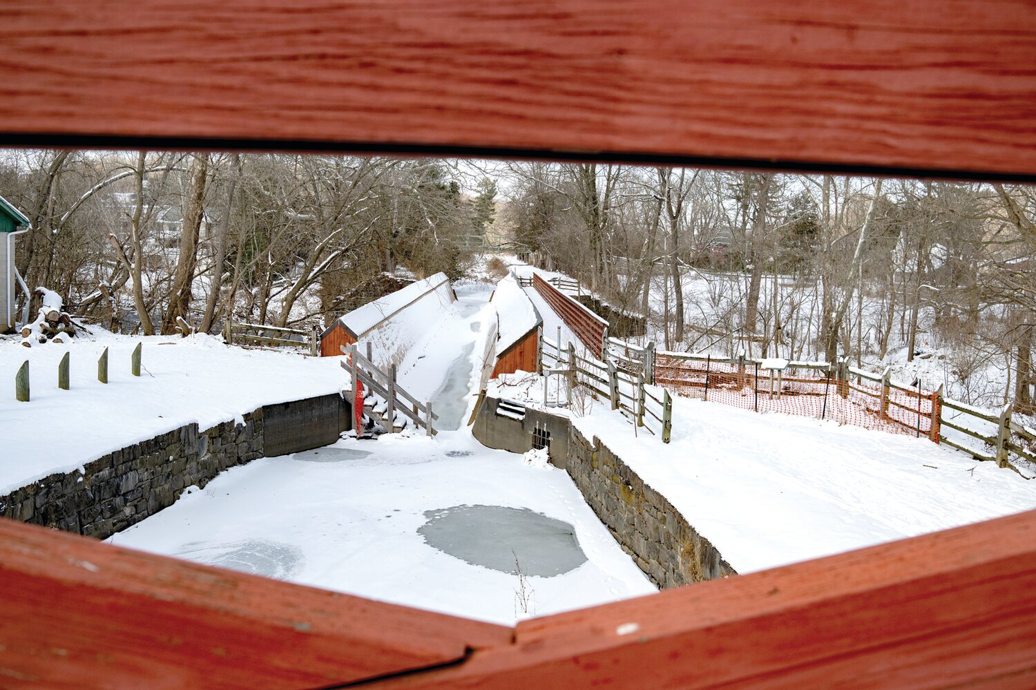 A view of the icy canal towpath in Point Pleasant.