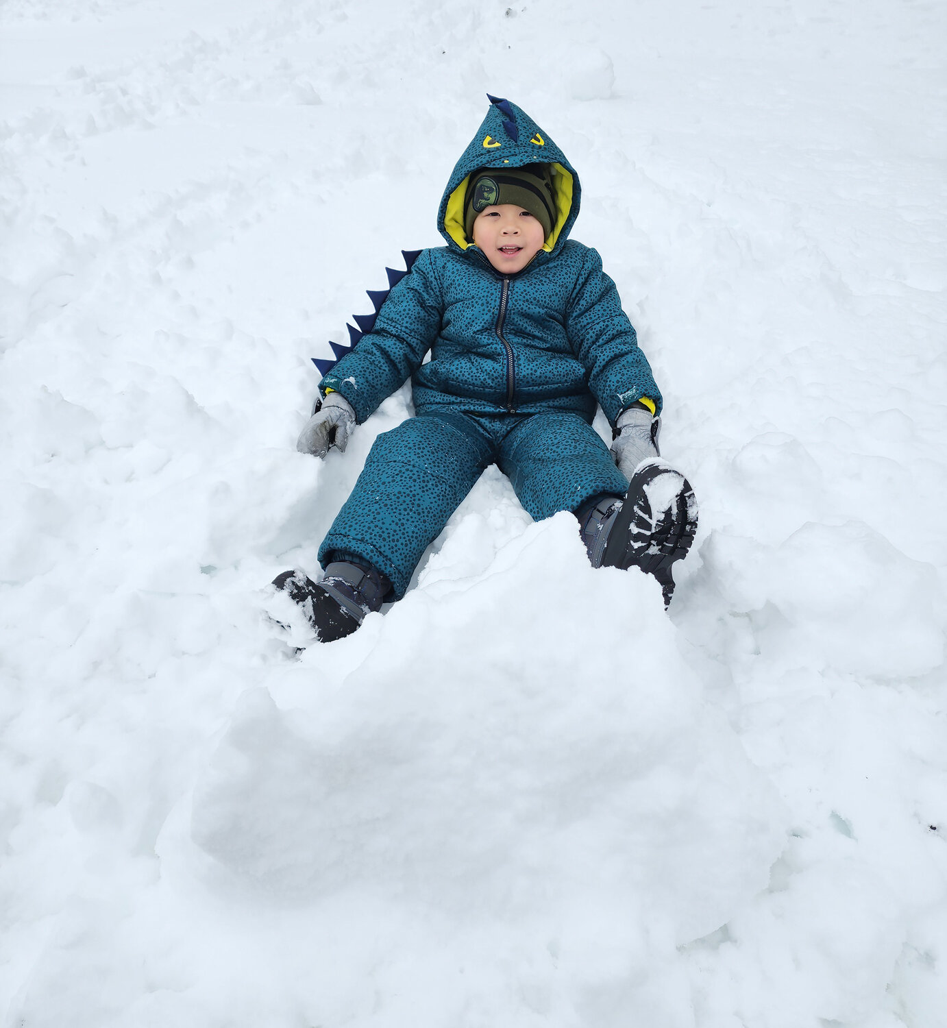 Four-year-old Ben Marucci was out enjoying the depth of Tuesday’s snow storm in Perkasie.