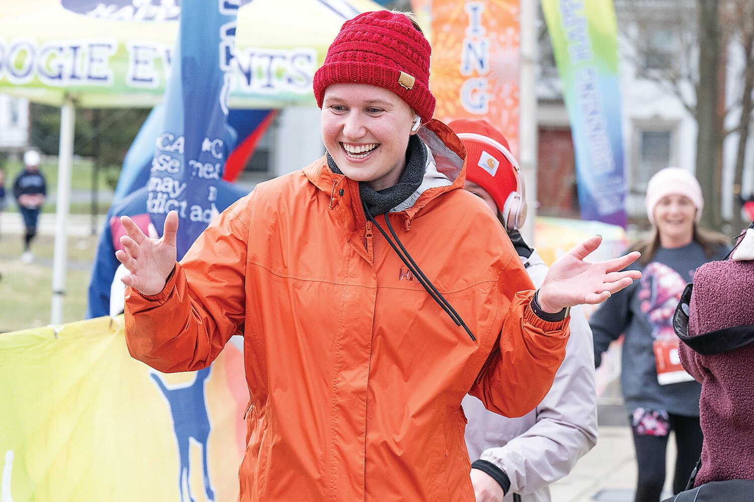 Smiles were plentiful as people completed a walk, jog or run.