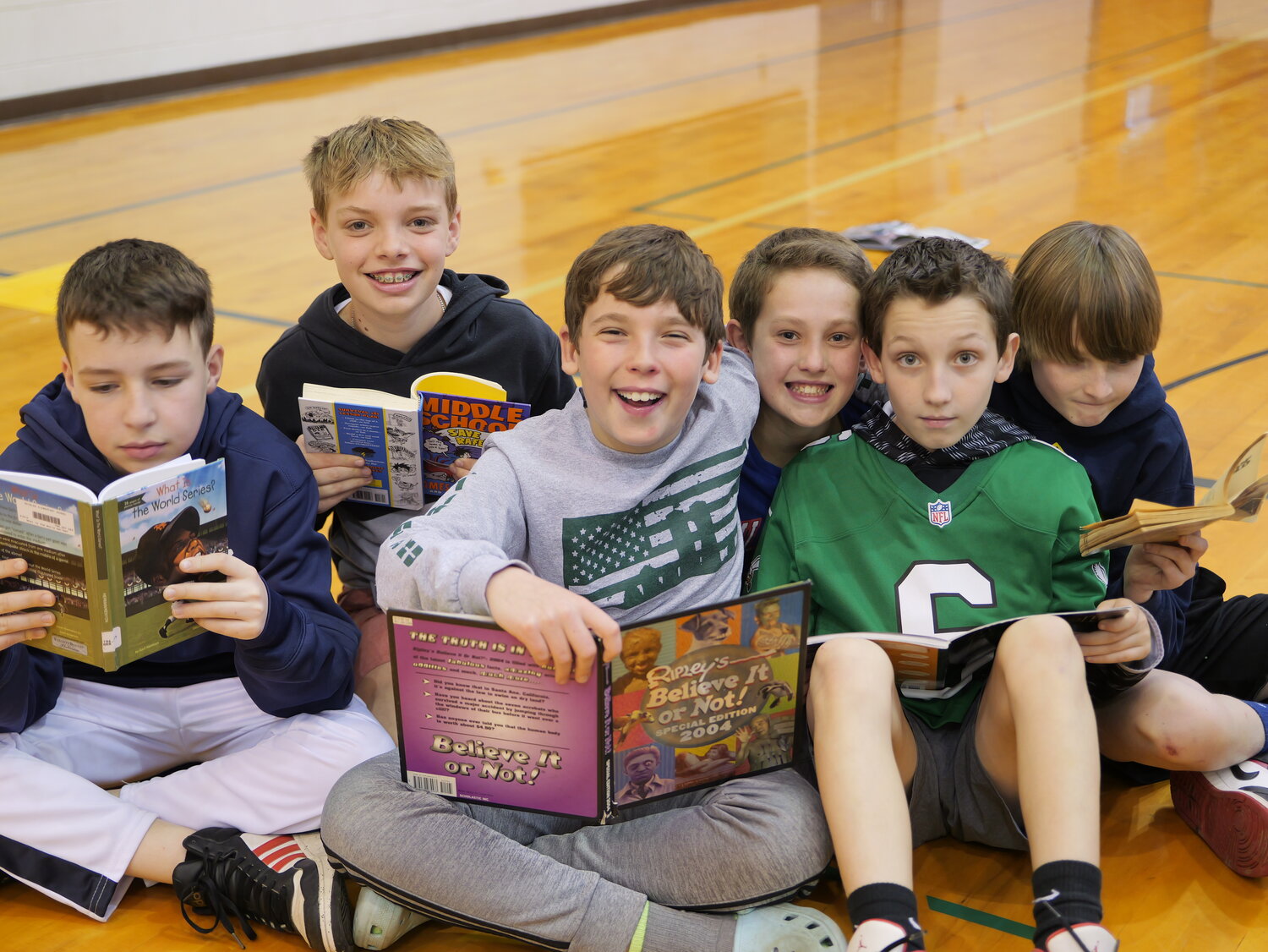 From left: Deibler Elementary School fifth graders Carter Rock, Andrew McVaugh, Bryson Vazquez, Ricky Bush, Jacob Kelly and Alex Barnes.