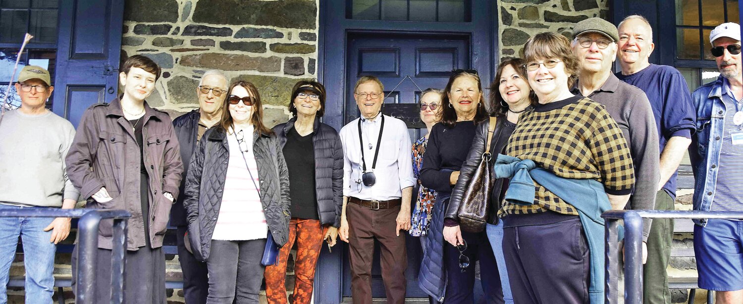 Visitors from the tour gather at the Parry Mansion Museum.