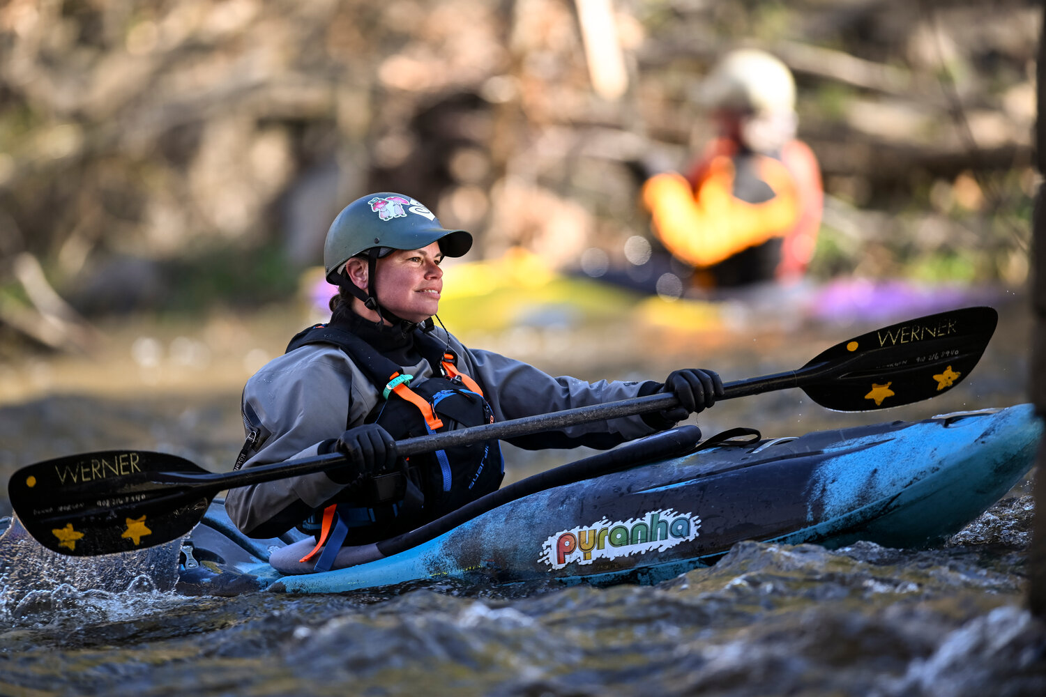 A kayaker before heading into the currents.