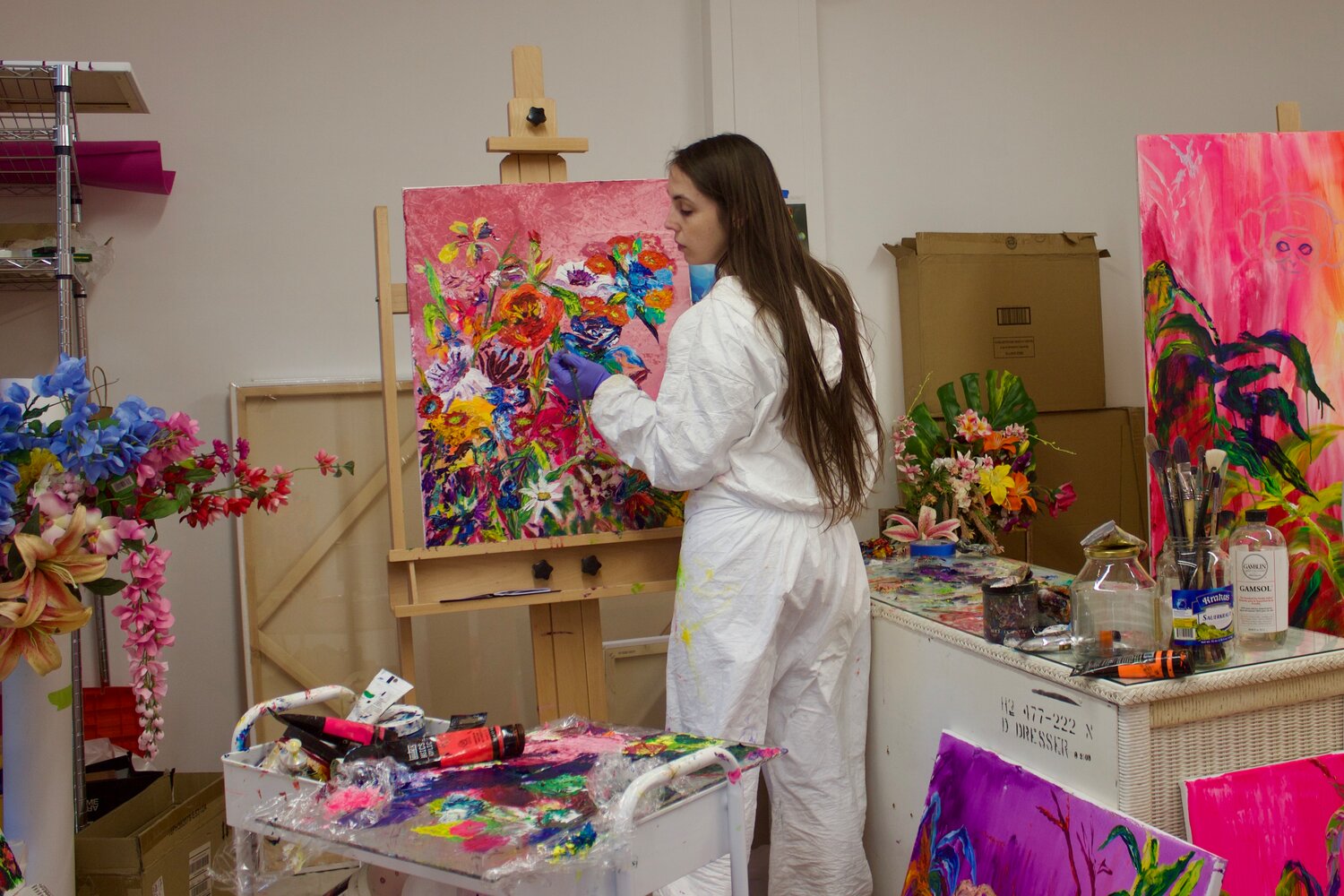 Caroline Stoughton is at work in her studio.